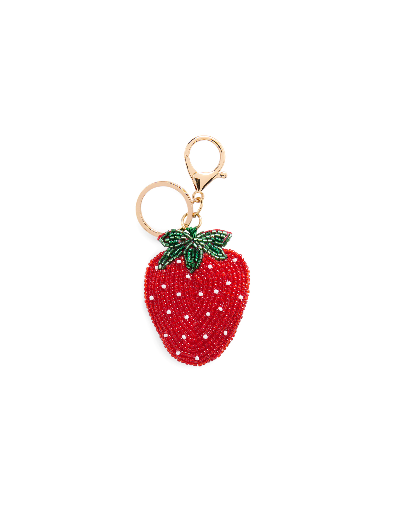 Picture of STRAWBERRY BEADED BAG CHARM/KEY RING,RED