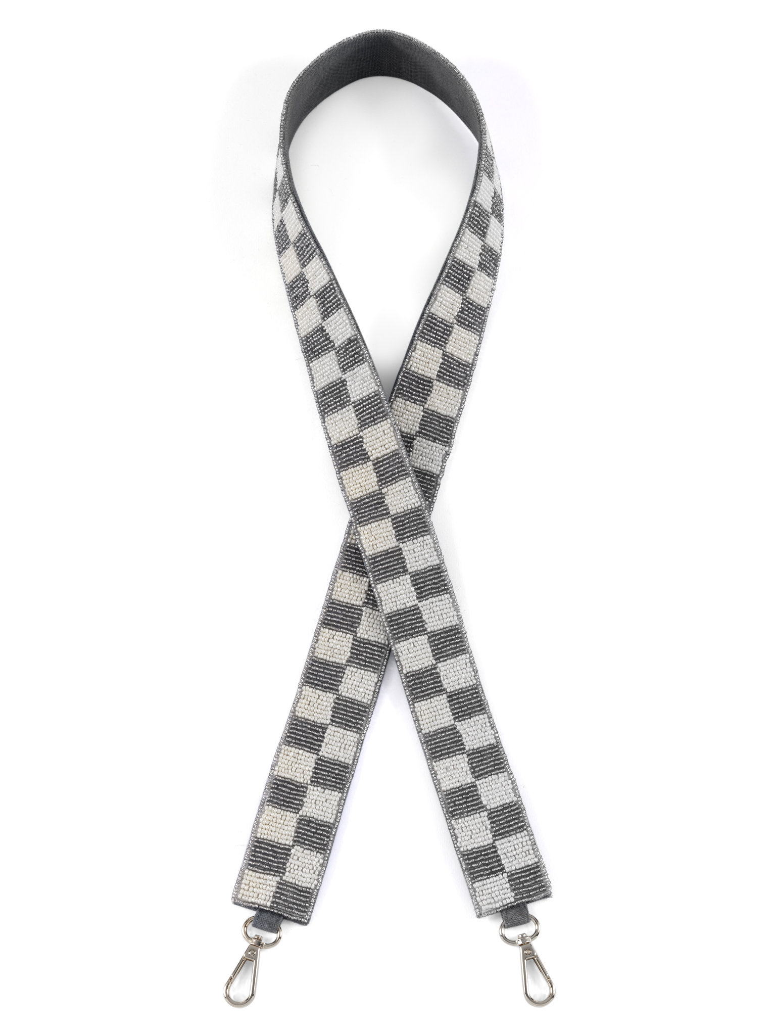 Picture of CHECK PATTERN BEADED BAG STRAP, SILVER