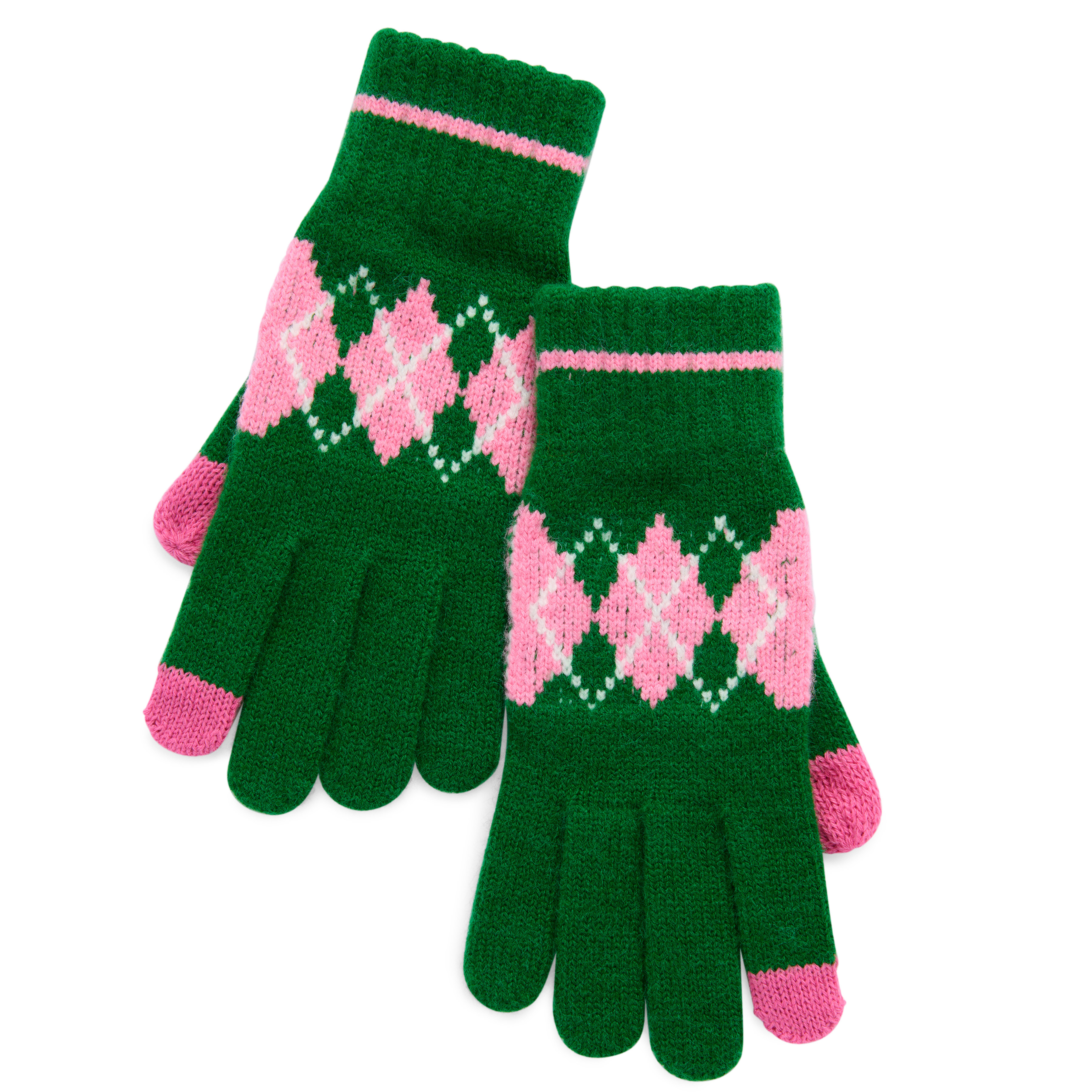 Picture of ARGYLE TOUCHSCREEN GLOVES,GREEN