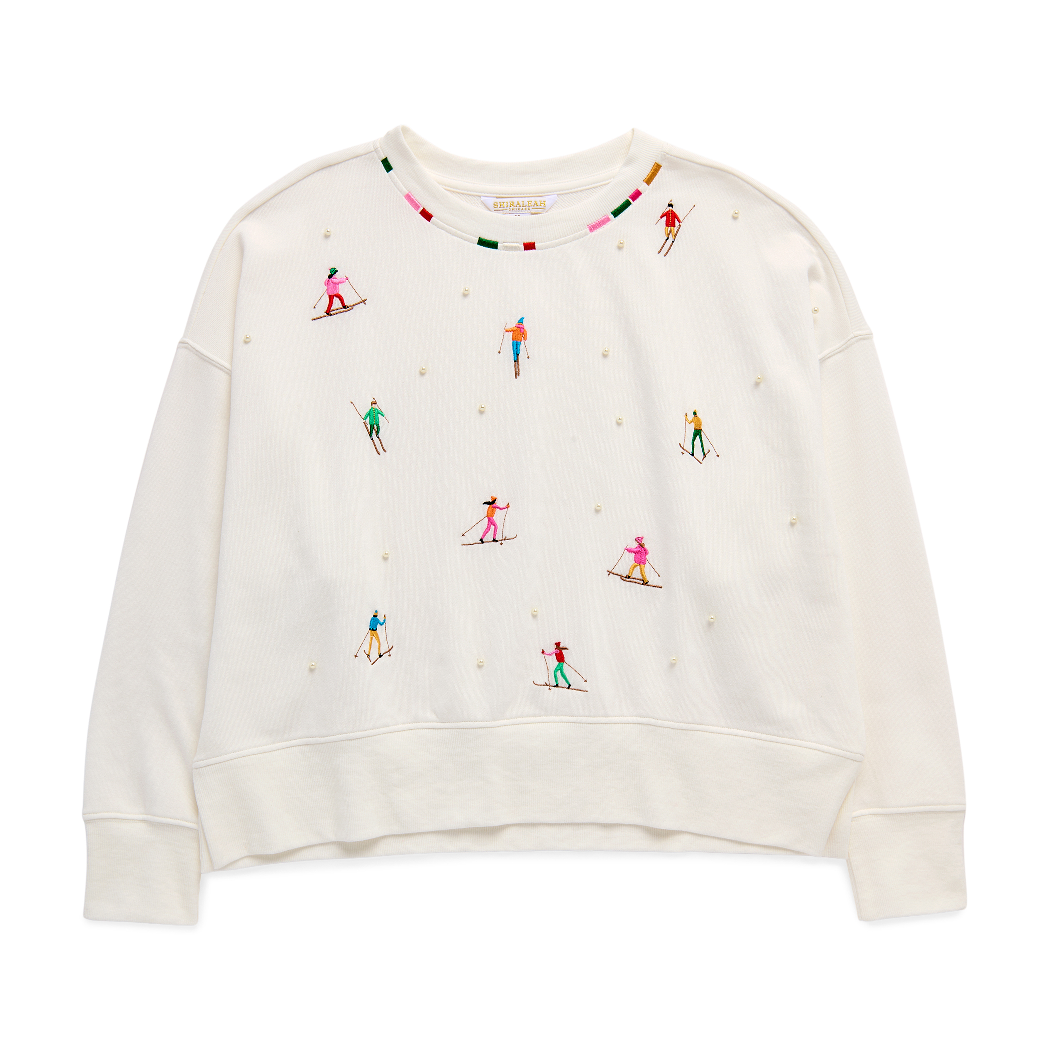 Picture of XL SKIERS WITH PEARLS RELAXED SWEATSHIRT,IVORY