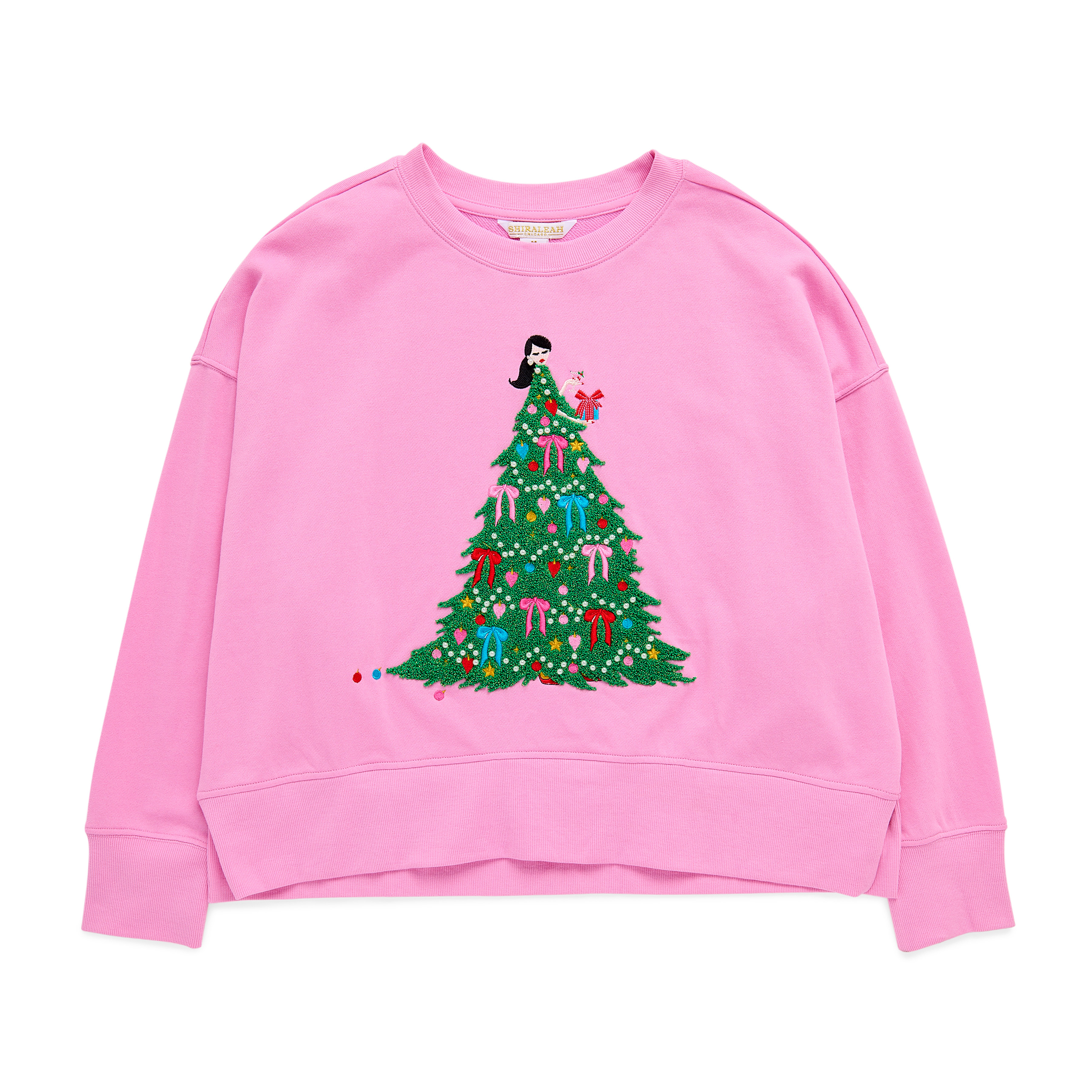 Picture of XS  CHRISTMAS TREE LADY RELAXED SWEATSHIRT,PINK