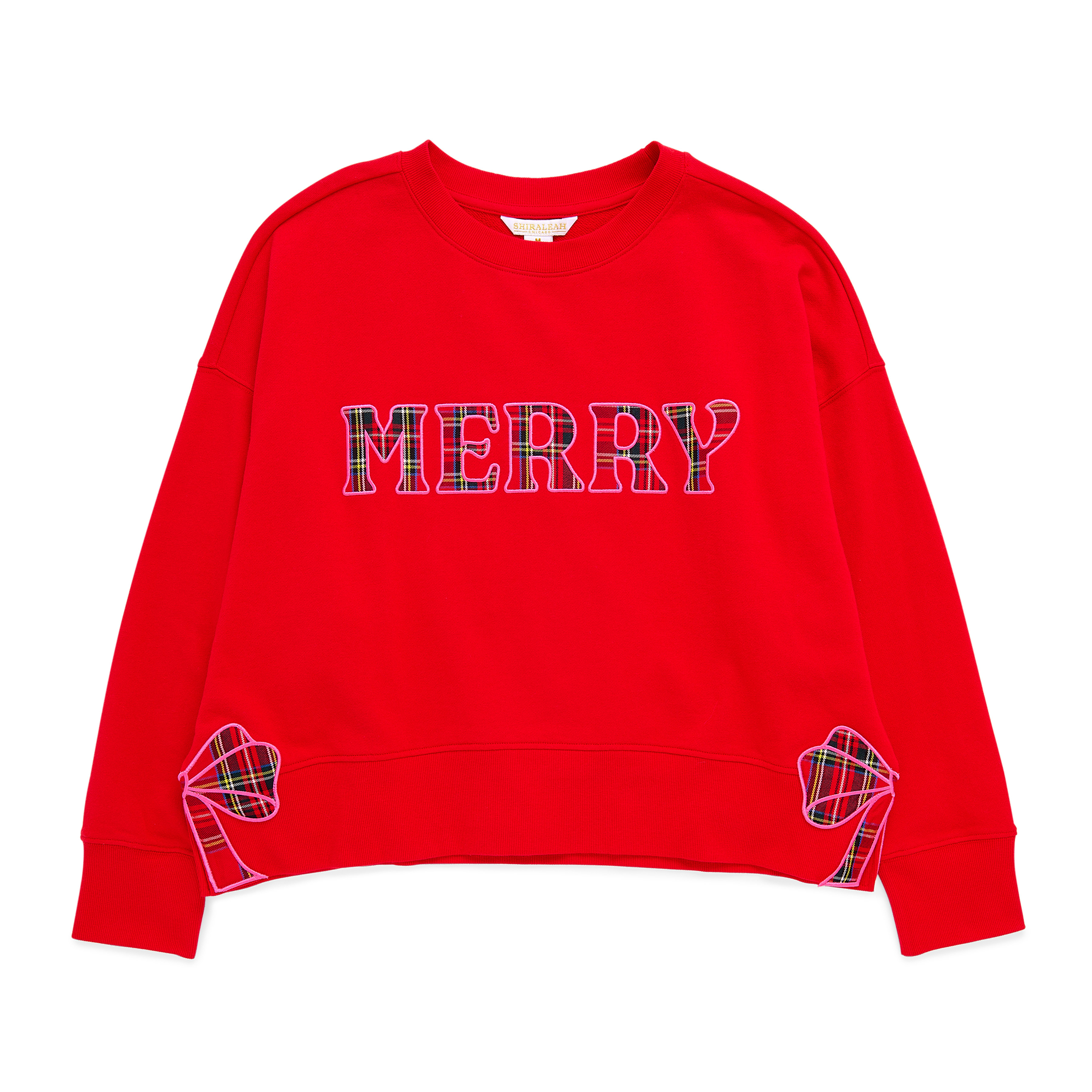 Picture of L PLAID "MERRY" RELAXED SWEATSHIRT,RED