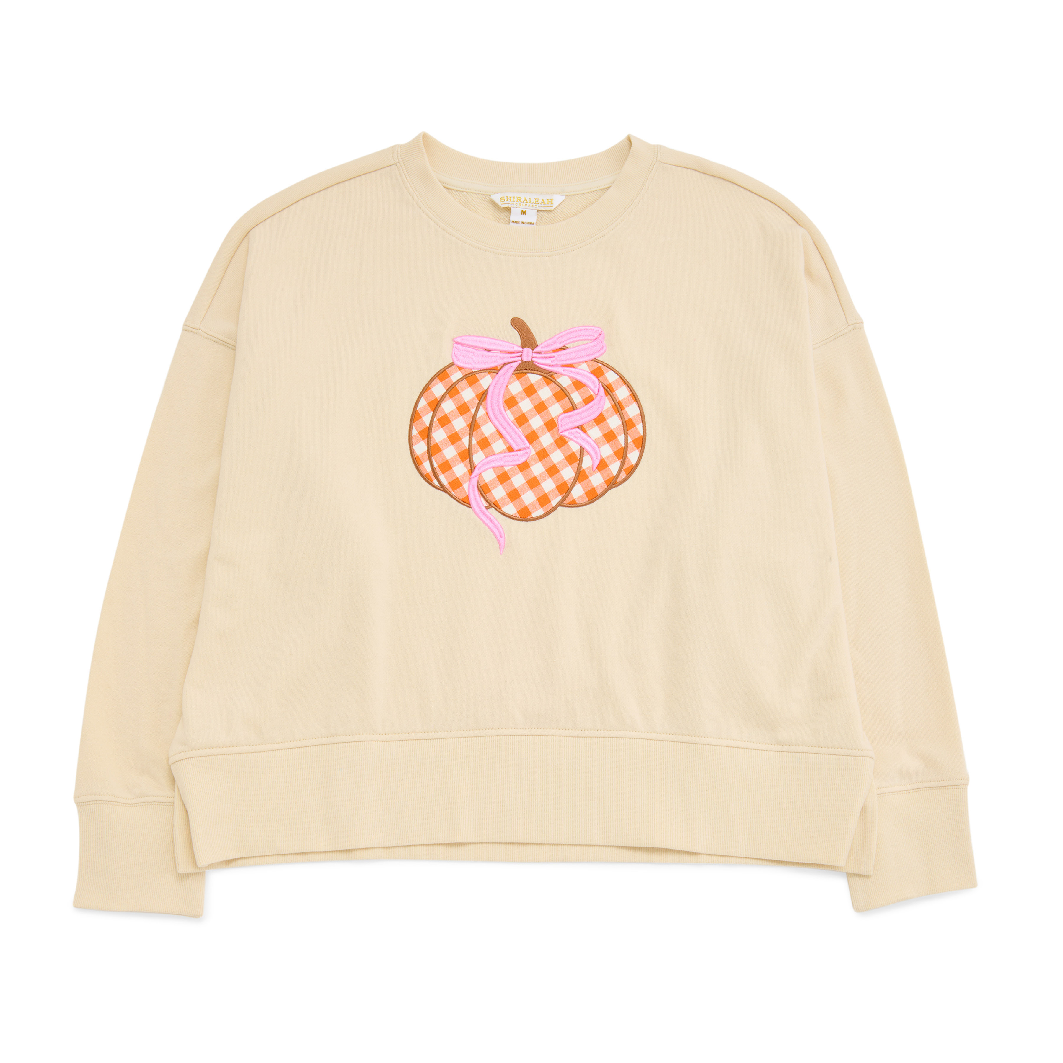 Picture of S  GINGHAM PUMPKIN RELAXED SWEATSHIRT,CREAM
