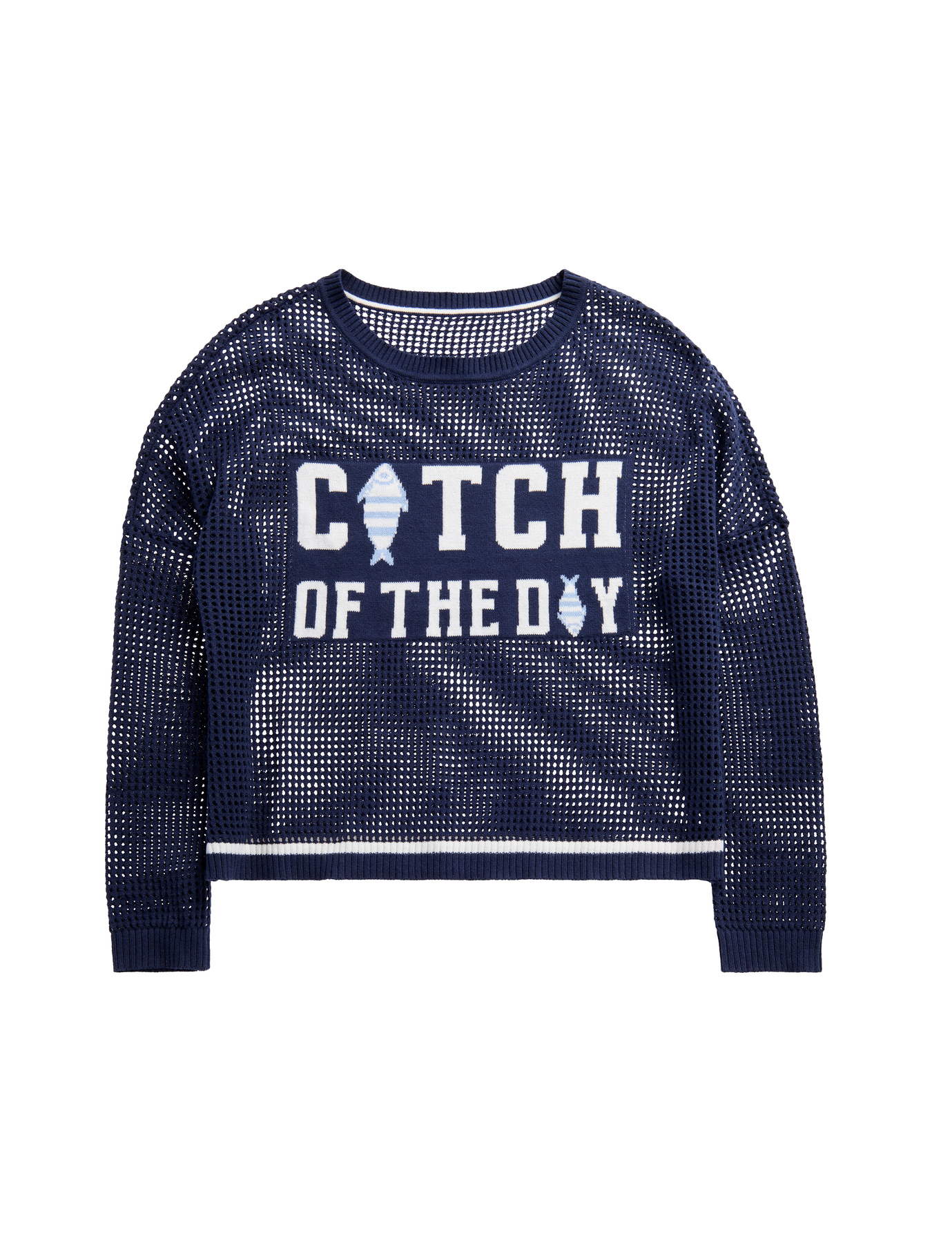 Picture of M "CATCH OF THE DAY" MESH SWEATER,NAVY