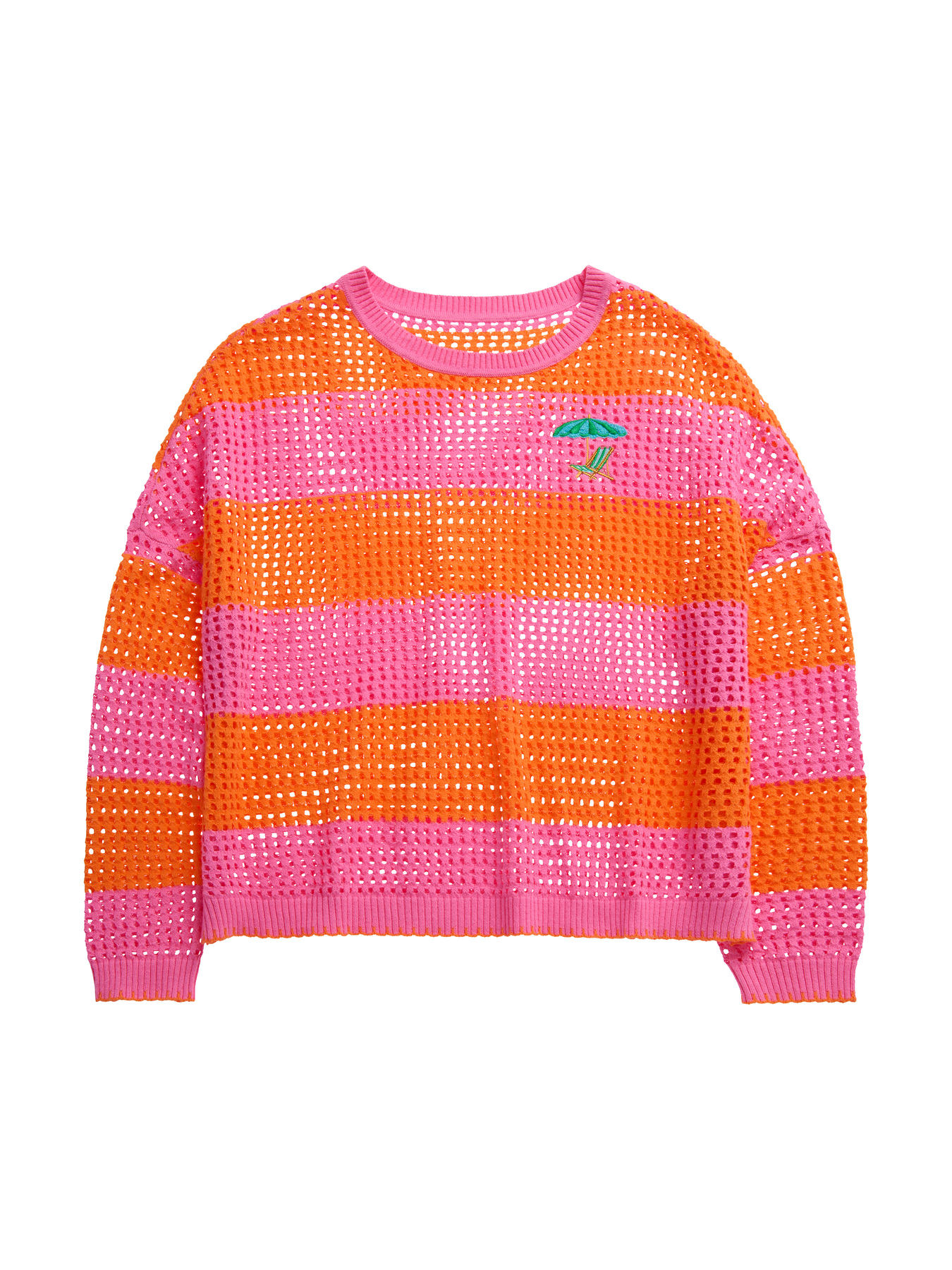 Picture of S UMBRELLA STRIPED MESH SWEATER,PINK