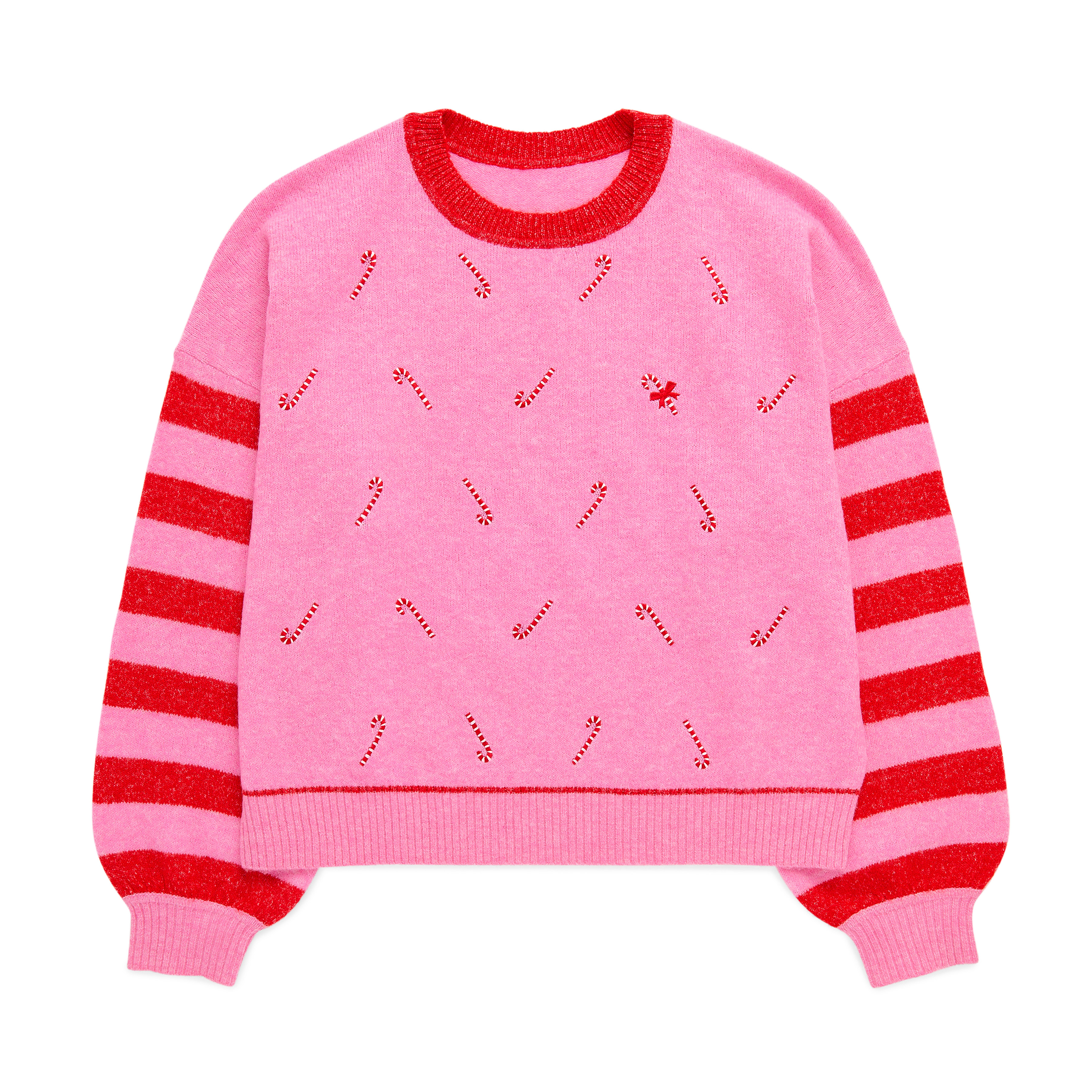 Picture of XS  CANDY CANE RELAXED SWEATER,PINK