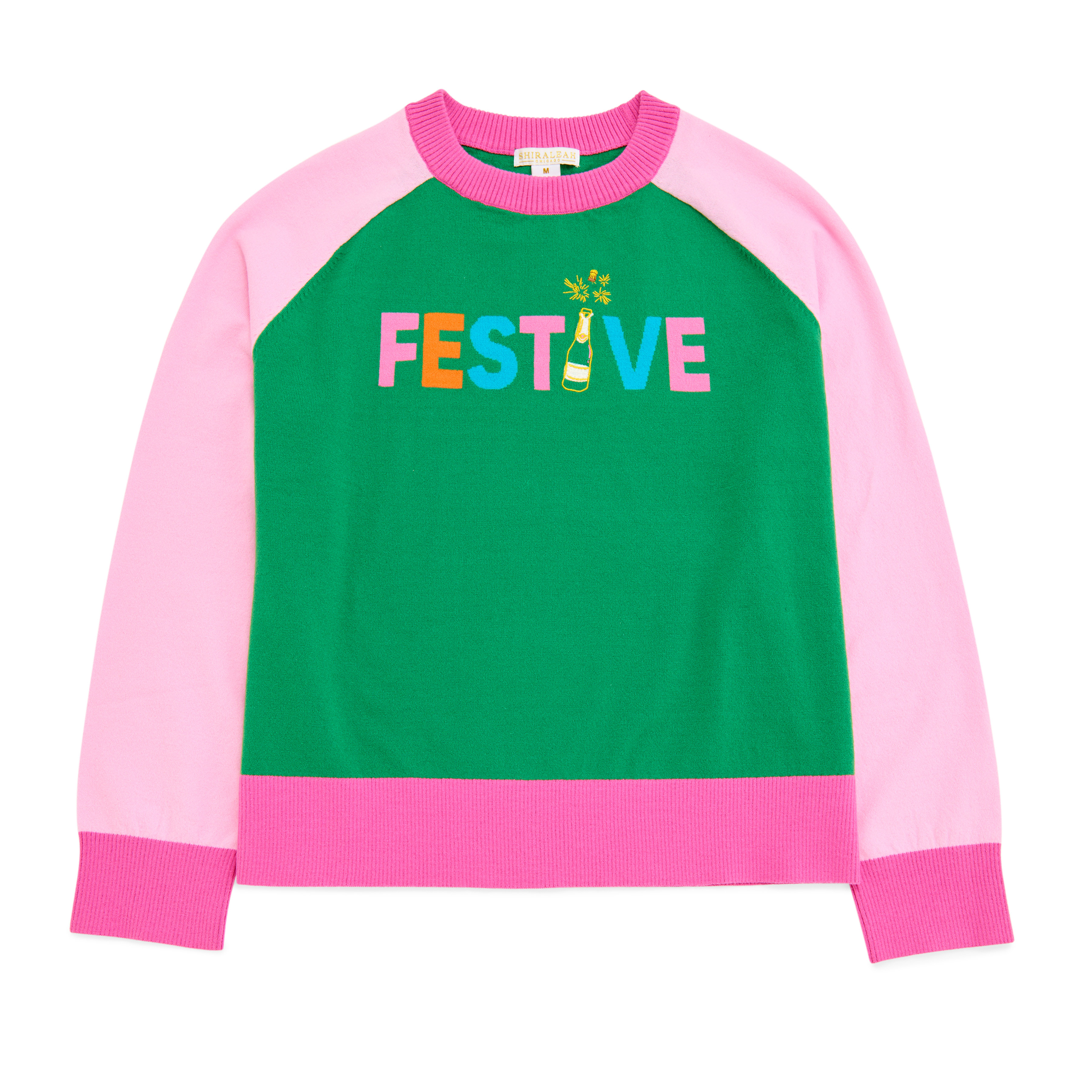 Picture of XS  "FESTIVE" LIGHTWEIGHT BOXY SWEATER,GREEN