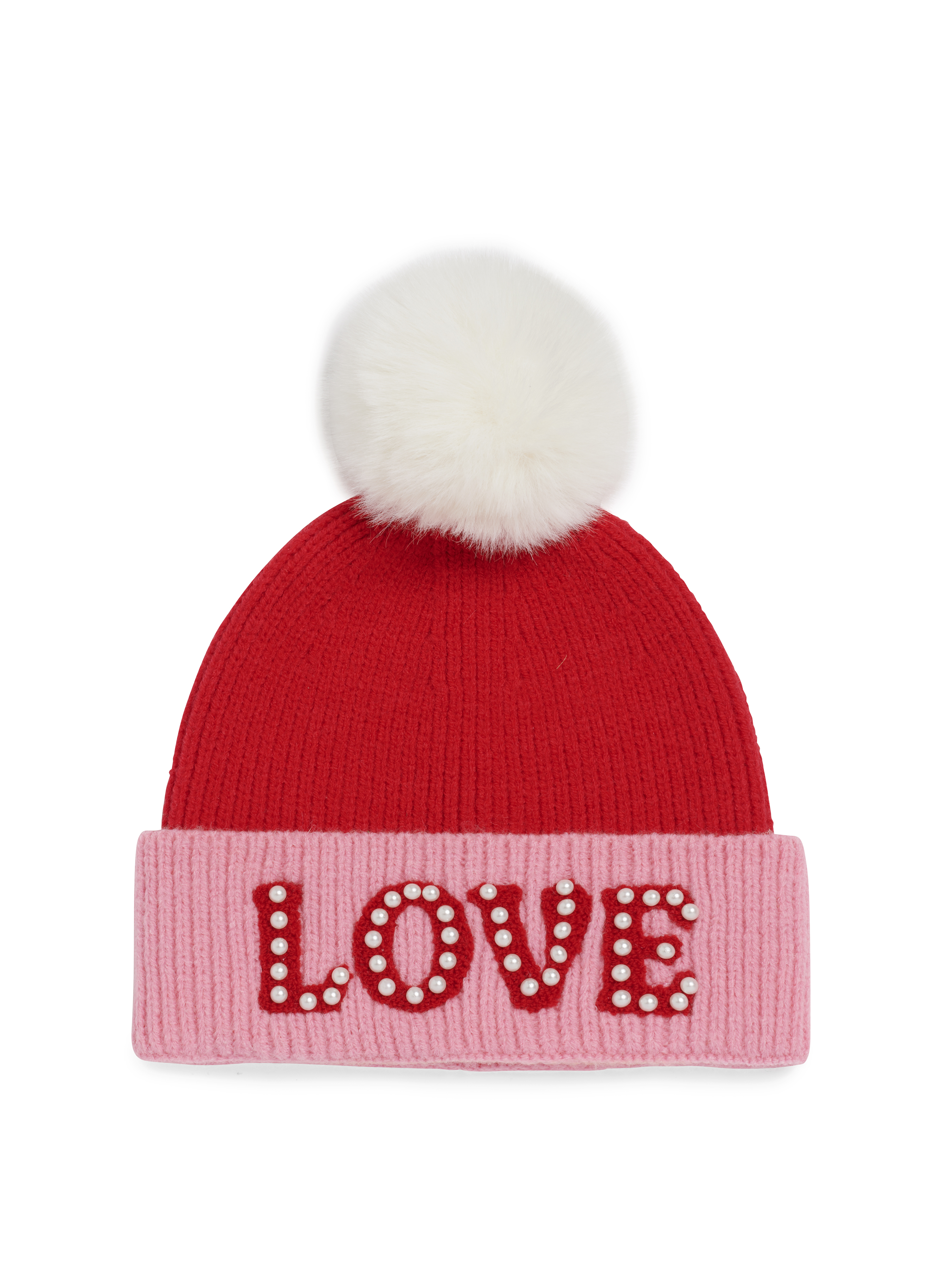 Picture of "LOVE" BEANIE WITH PEARLS,RED