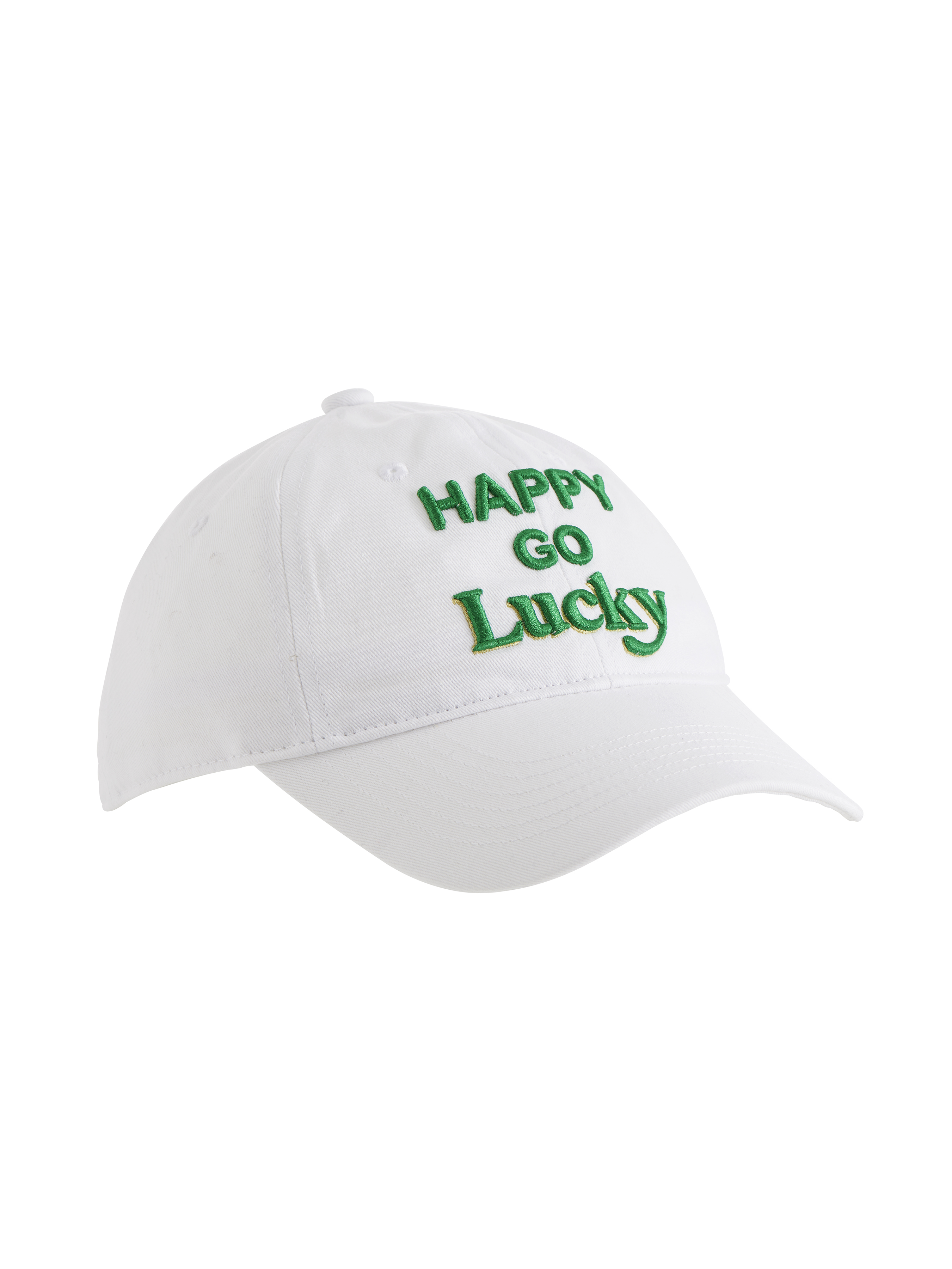 Picture of "HAPPY GO LUCKY" BALL CAP, WHITE