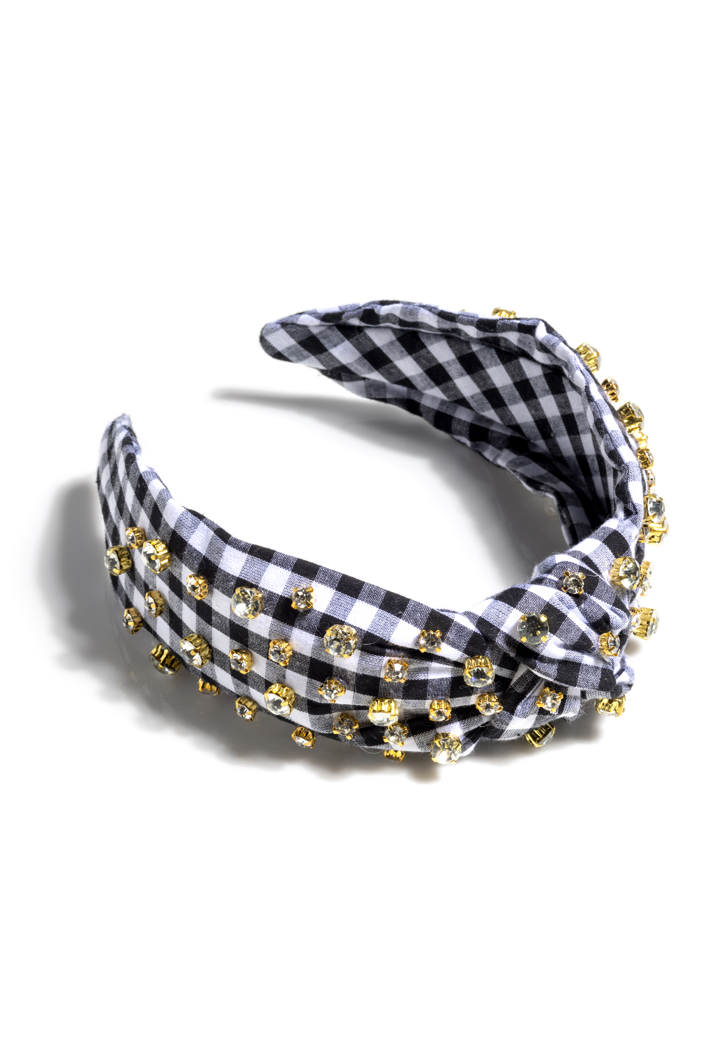 Picture of EMBELLISHED GINGHAM KNOTTED HEADBAND, BLACK