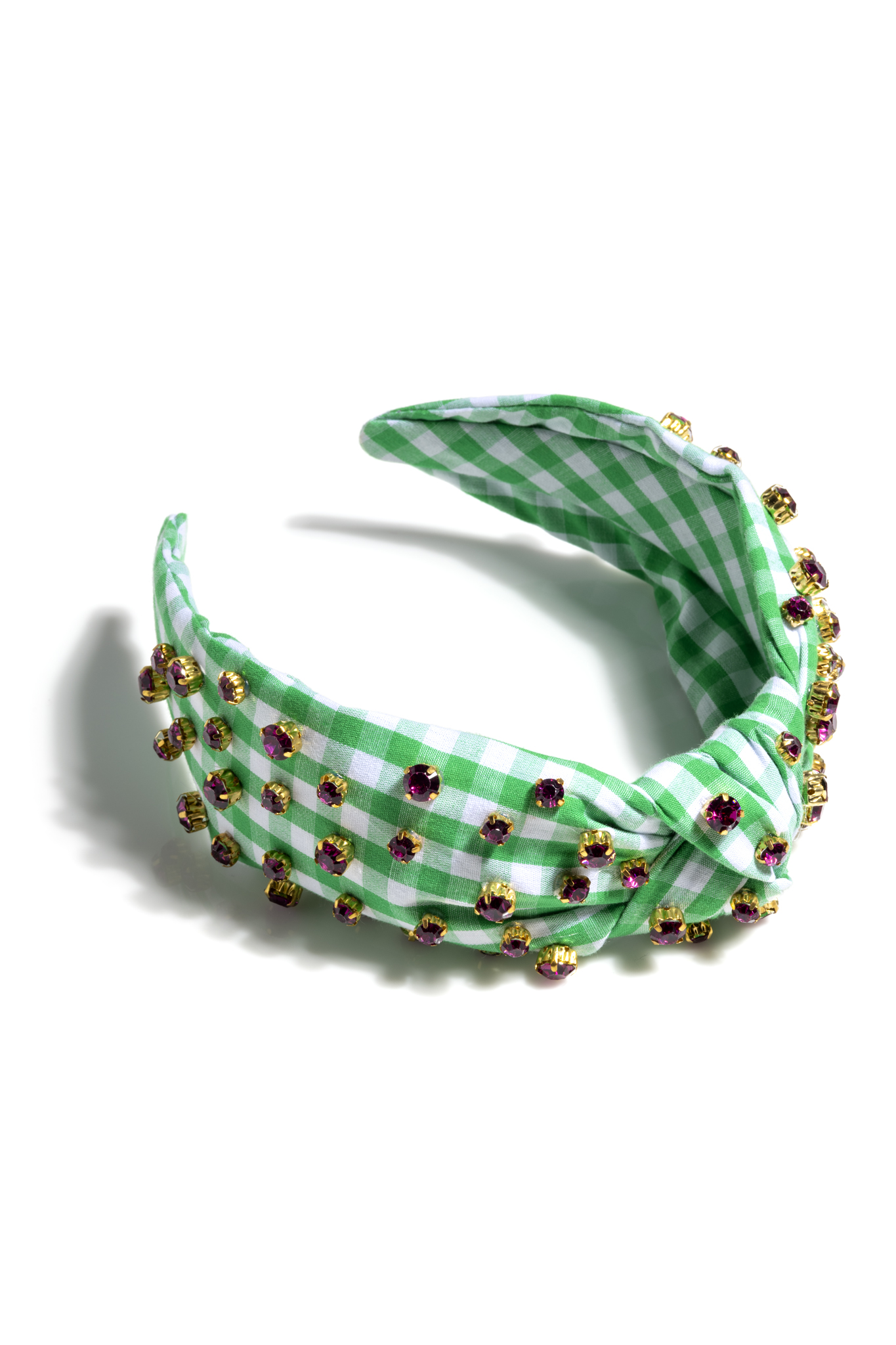 Picture of EMBELLISHED GINGHAM KNOTTED HEADBAND, GREEN