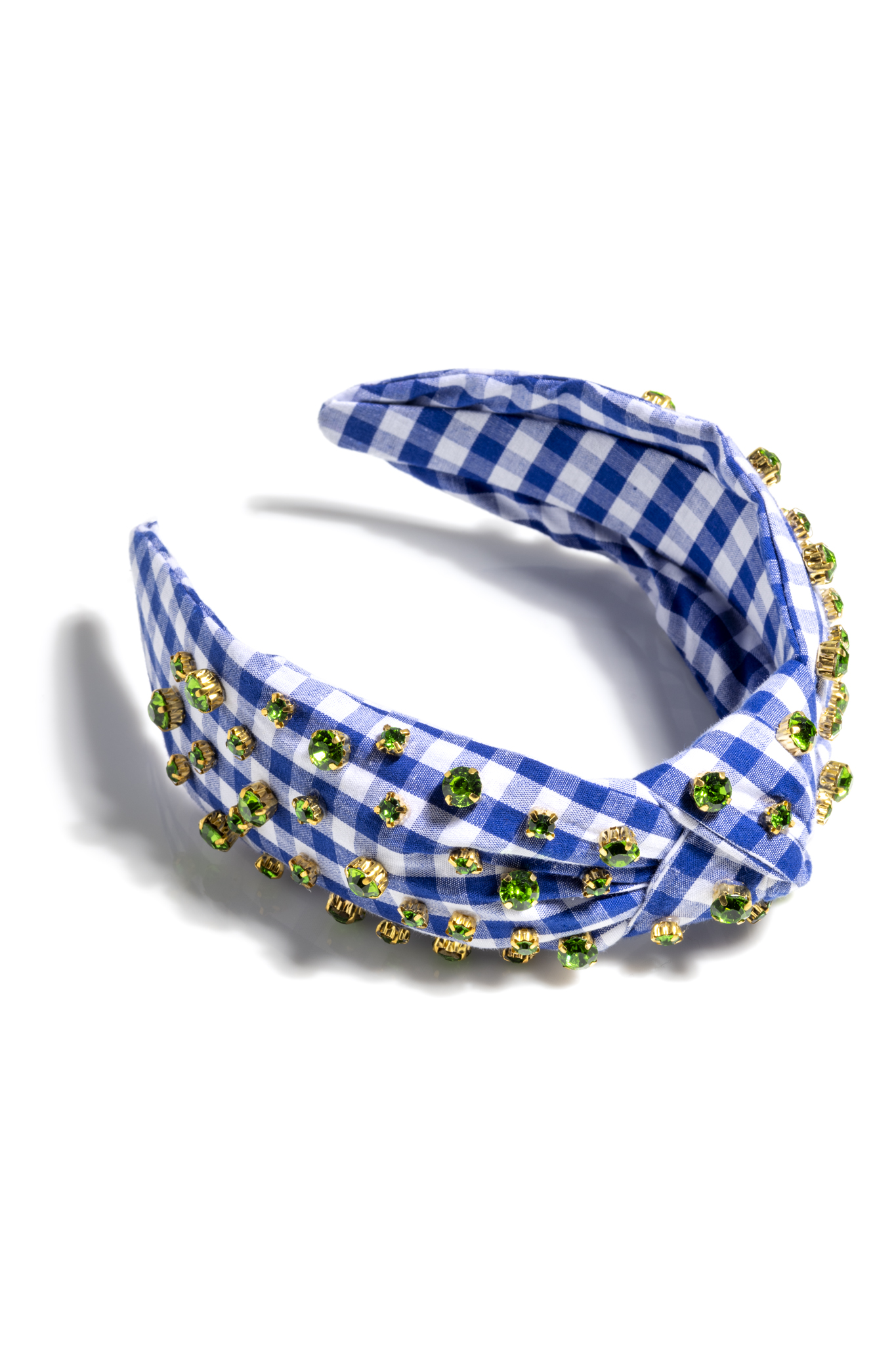Picture of EMBELLISHED GINGHAM KNOTTED HEADBAND, NAVY
