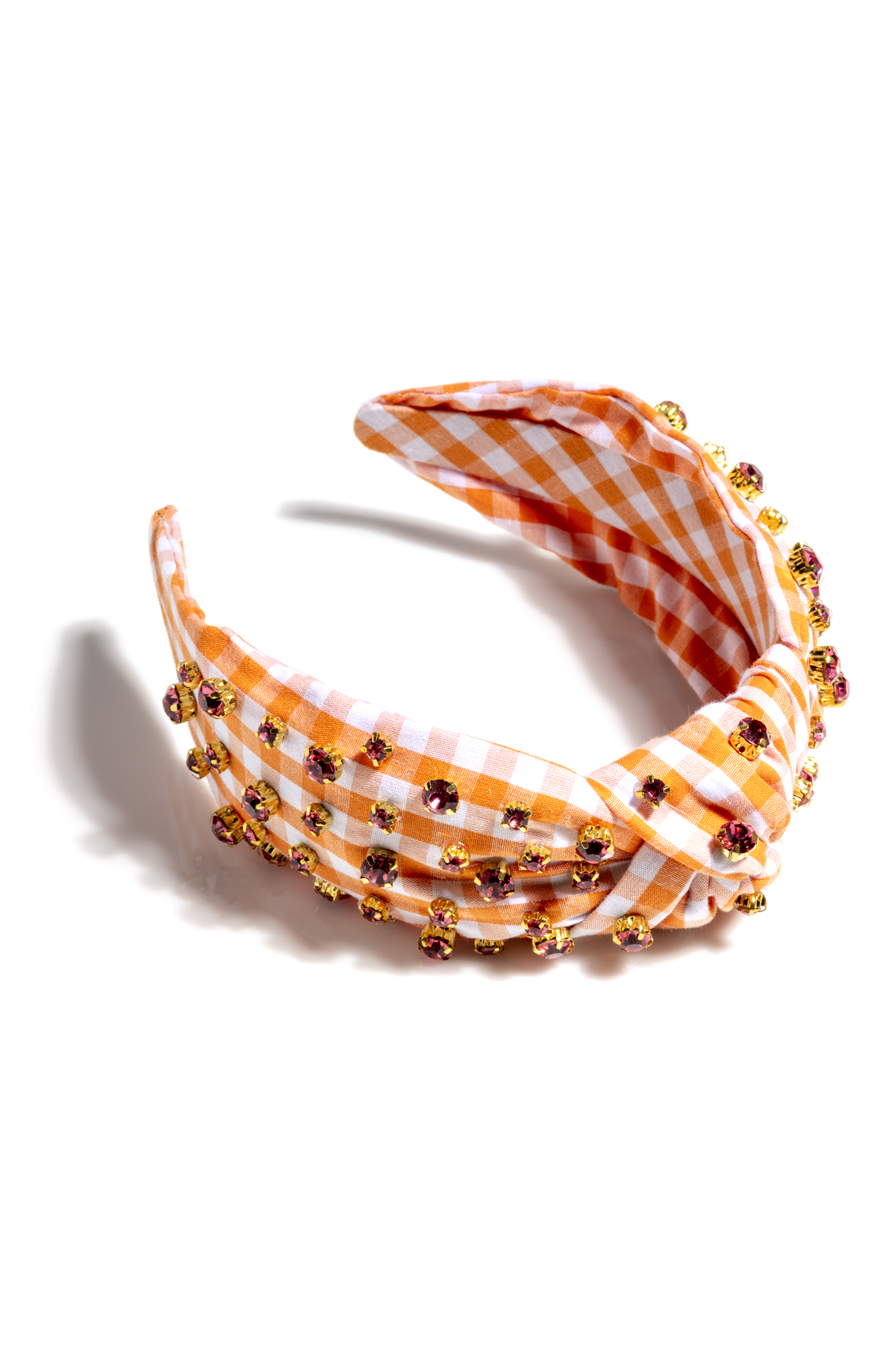 Picture of EMBELLISHED GINGHAM KNOTTED HEADBAND, ORANGE
