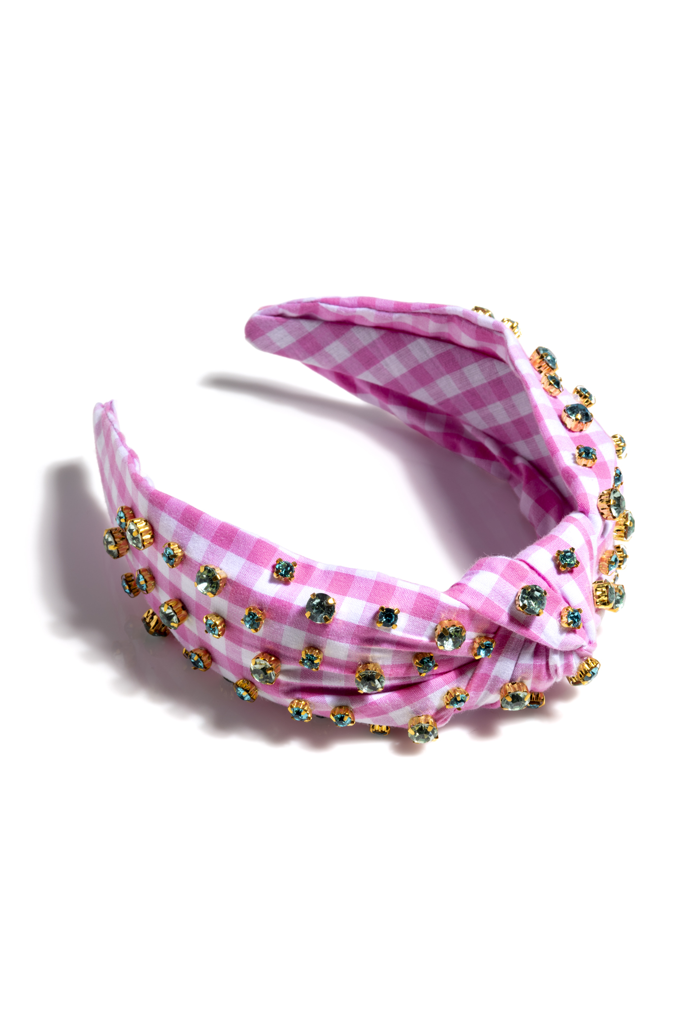 Picture of EMBELLISHED GINGHAM KNOTTED HEADBAND, PINK