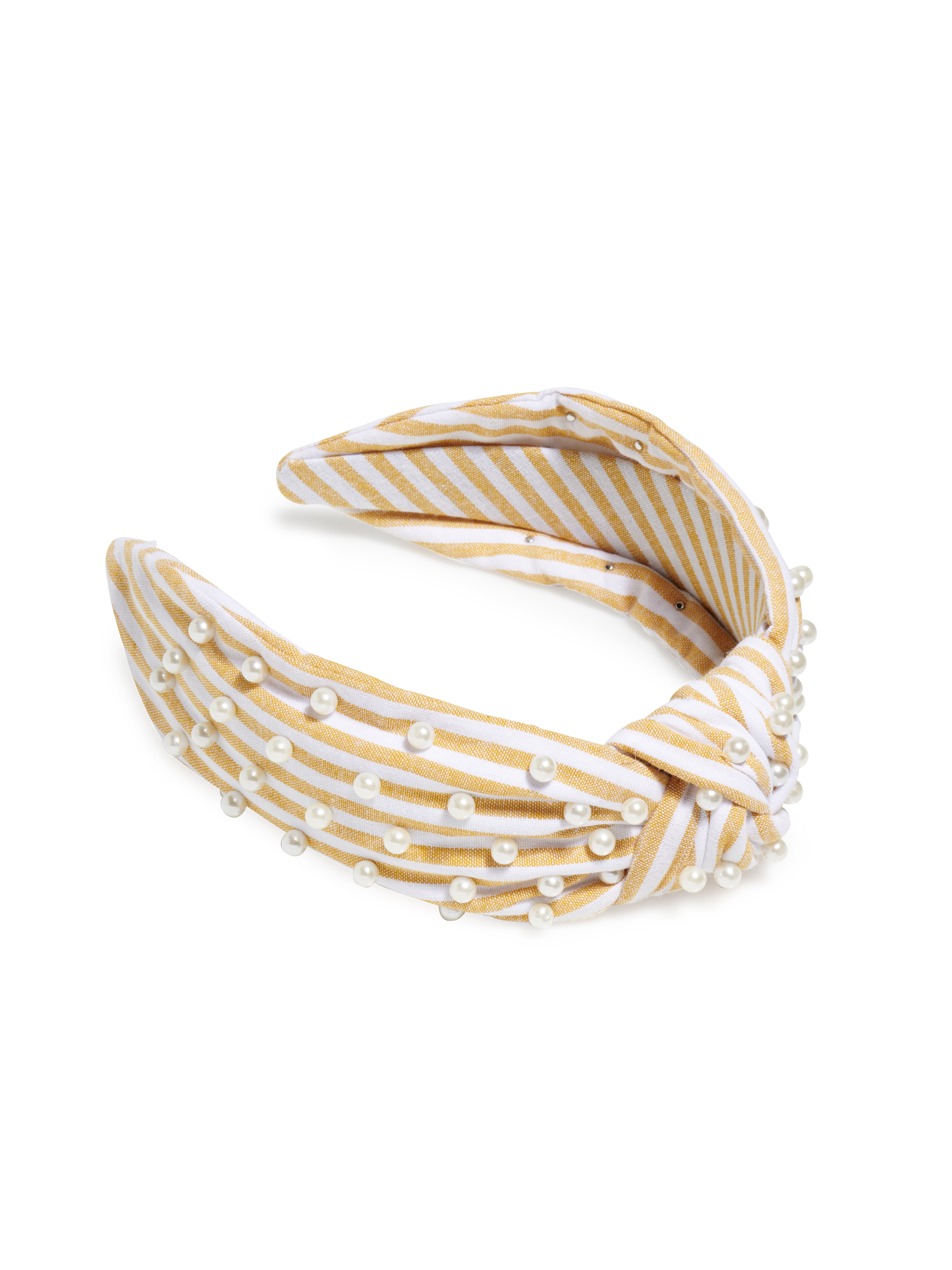 Picture of PEARLS AND STRIPES KNOTTED HEADBAND, GOLD