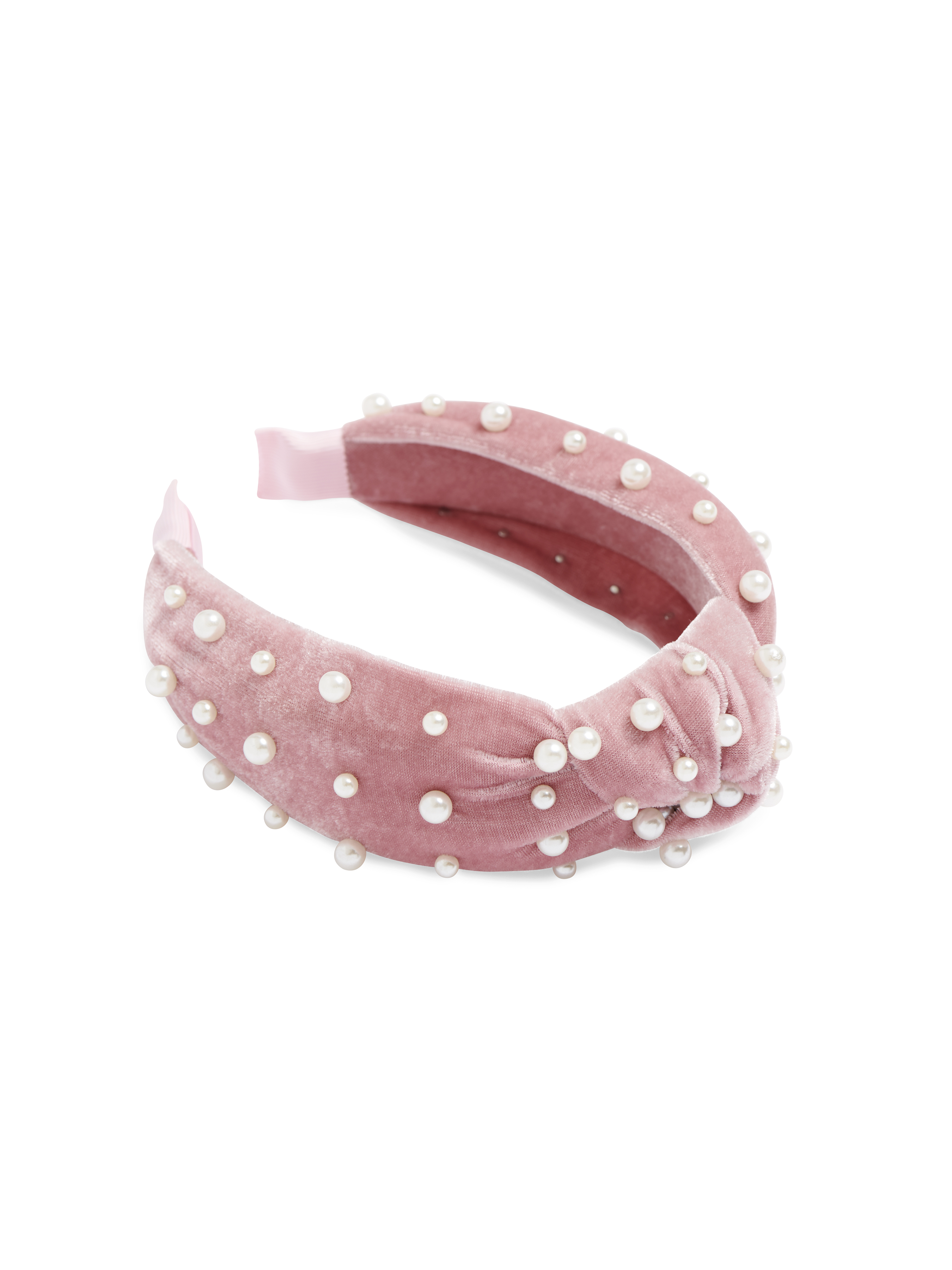 Picture of VELVET AND PEARLS KNOTTED HEADBAND,BLUSH