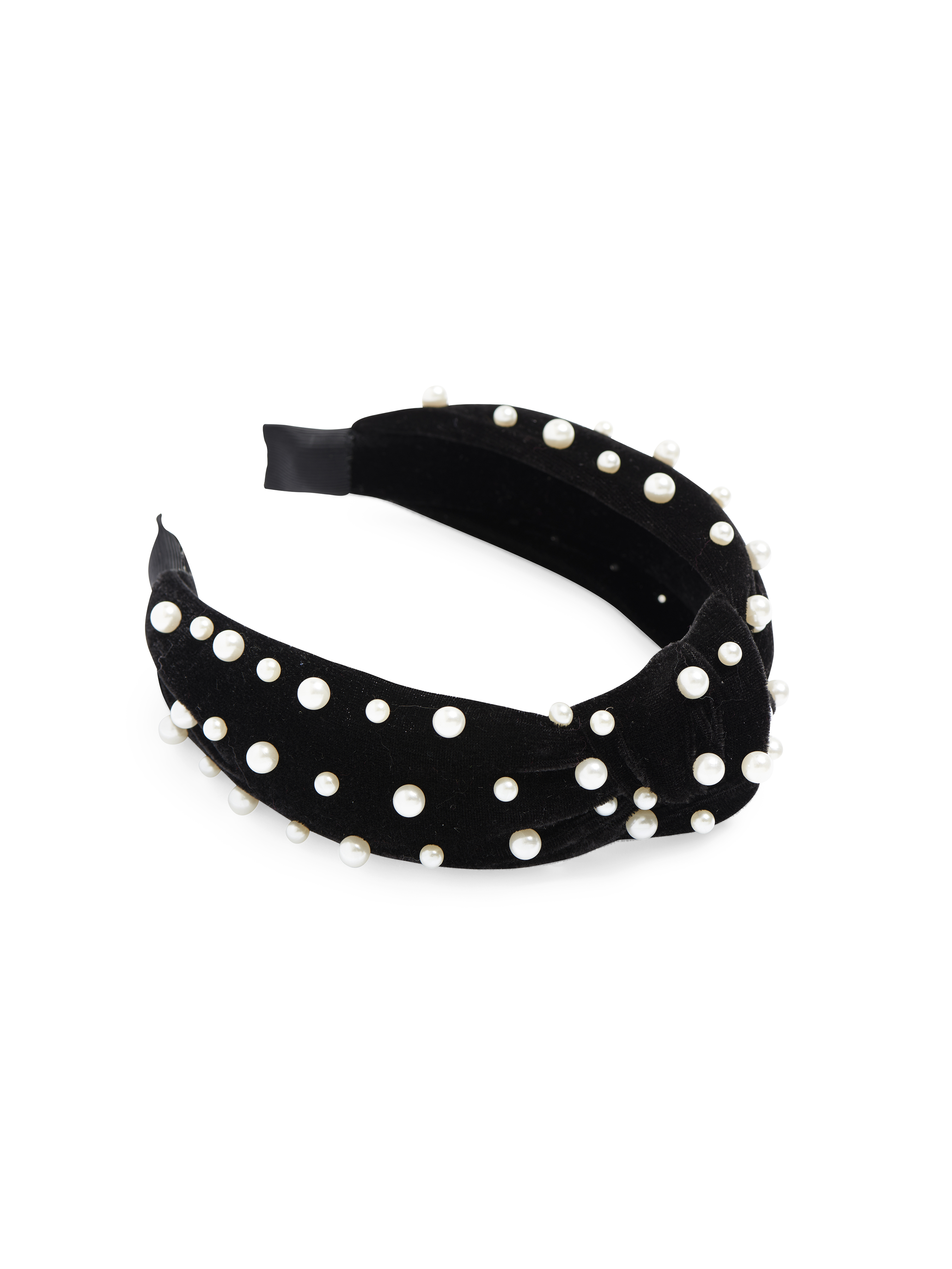 Picture of VELVET AND PEARLS KNOTTED HEADBAND,BLACK