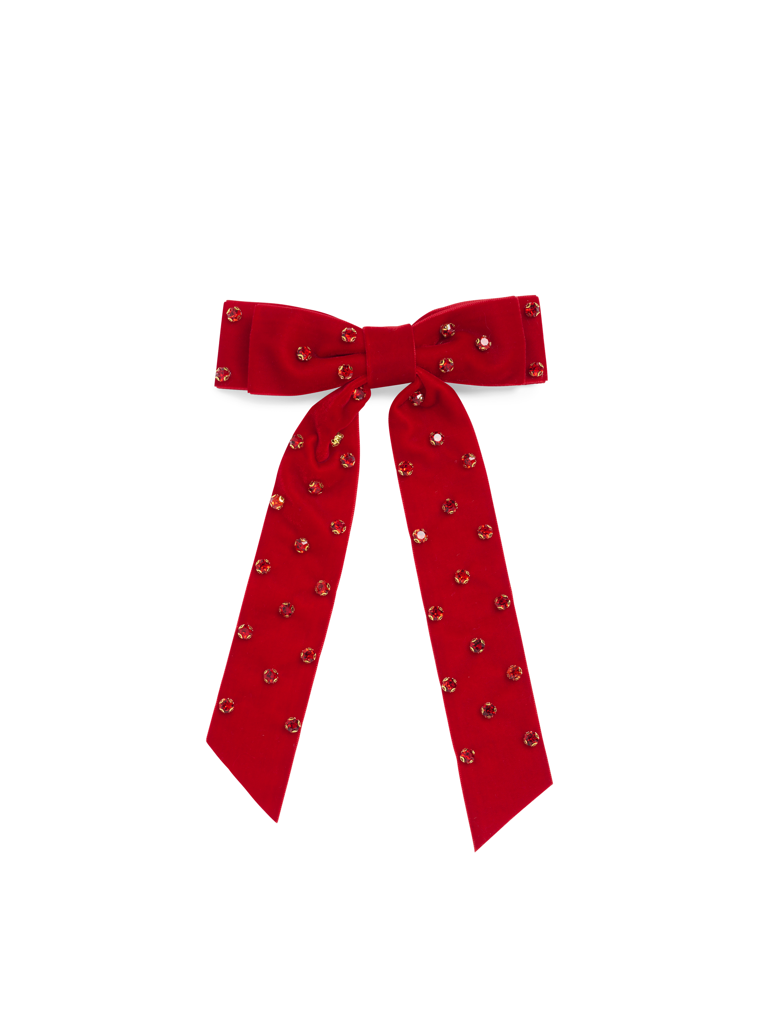 Picture of VELVET AND RHINESTONES BOW CLIP,RED