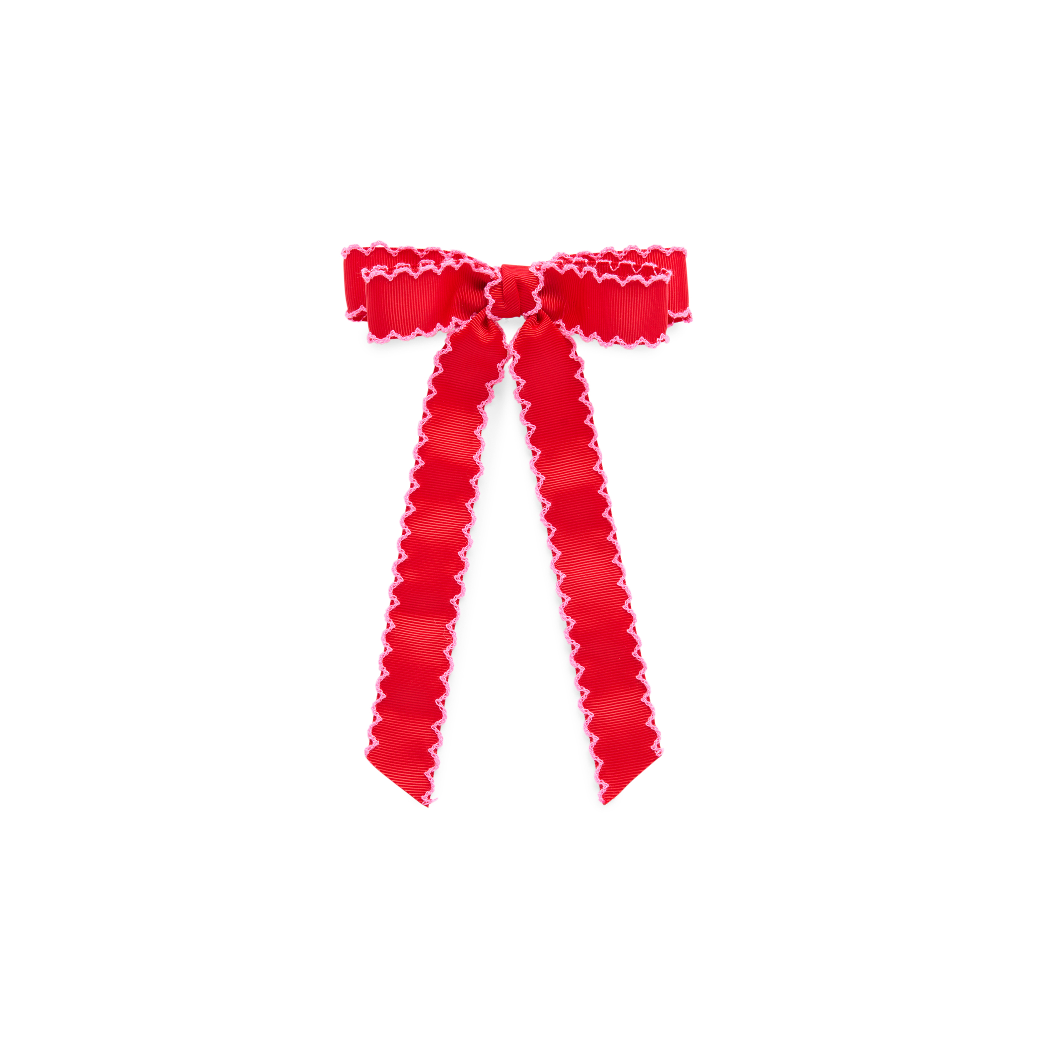 Picture of SCALLOP TRIM BOW CLIP,RED