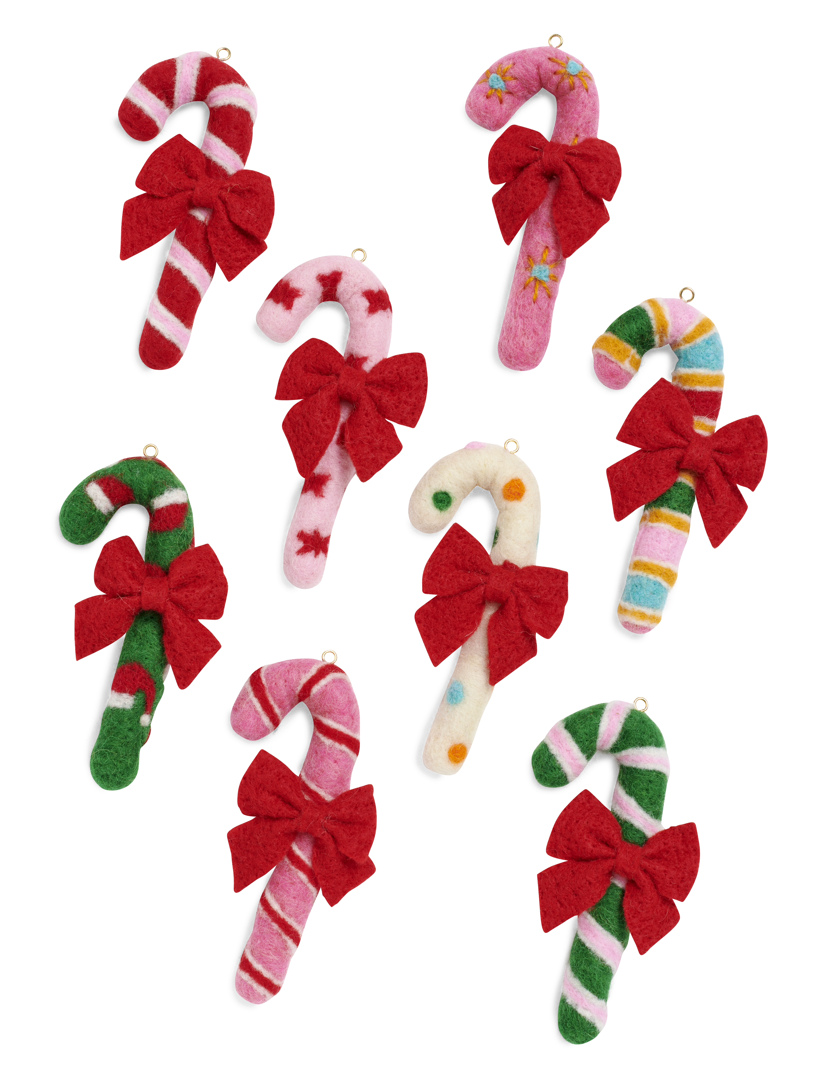 Picture of ASSORTED SET OF 8 CANDY CANE ORNAMENTS, MULTI