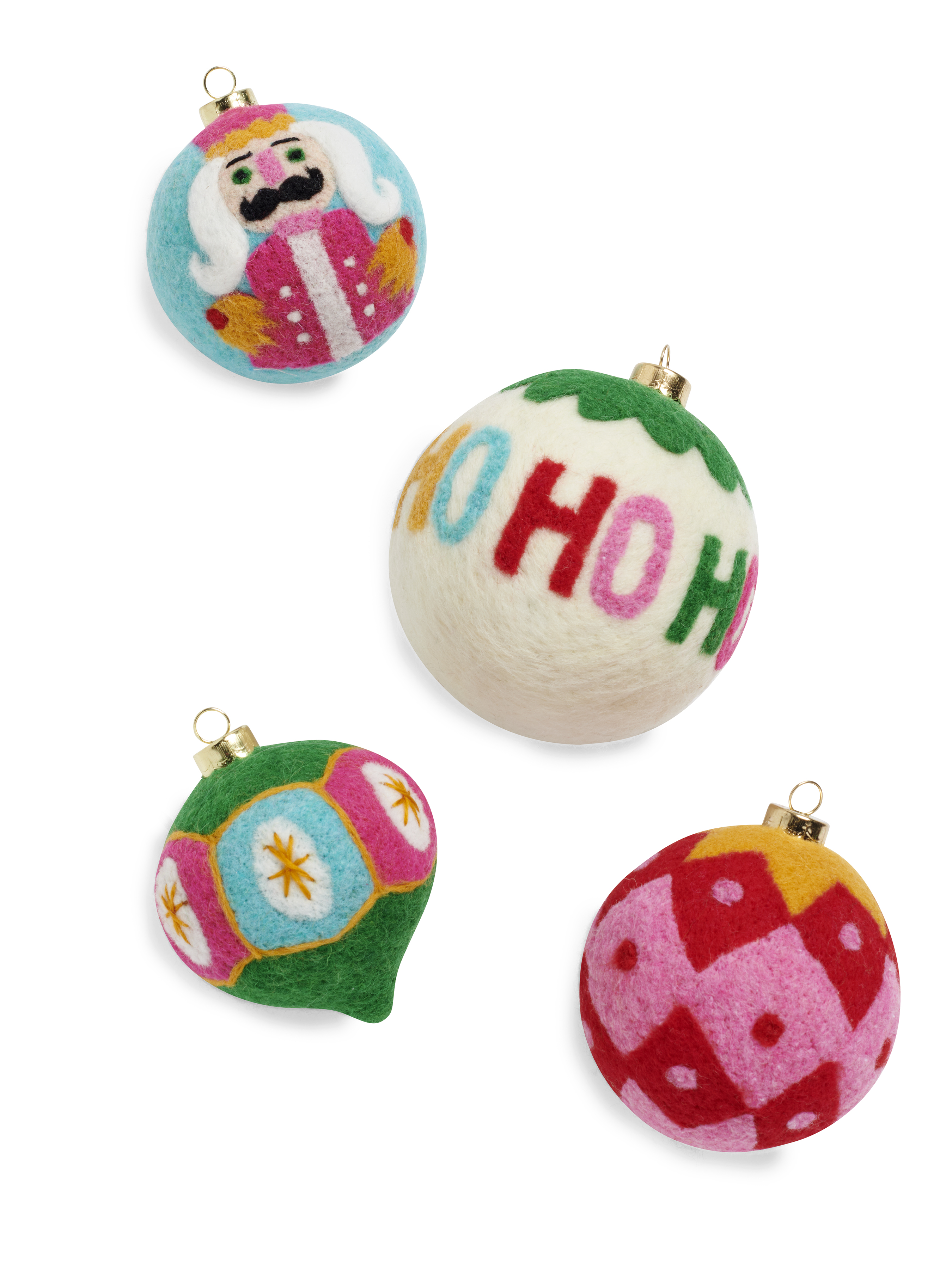Picture of "HO HO HO" ASSORTED SET OF 4 ORNAMENTS, MULTI