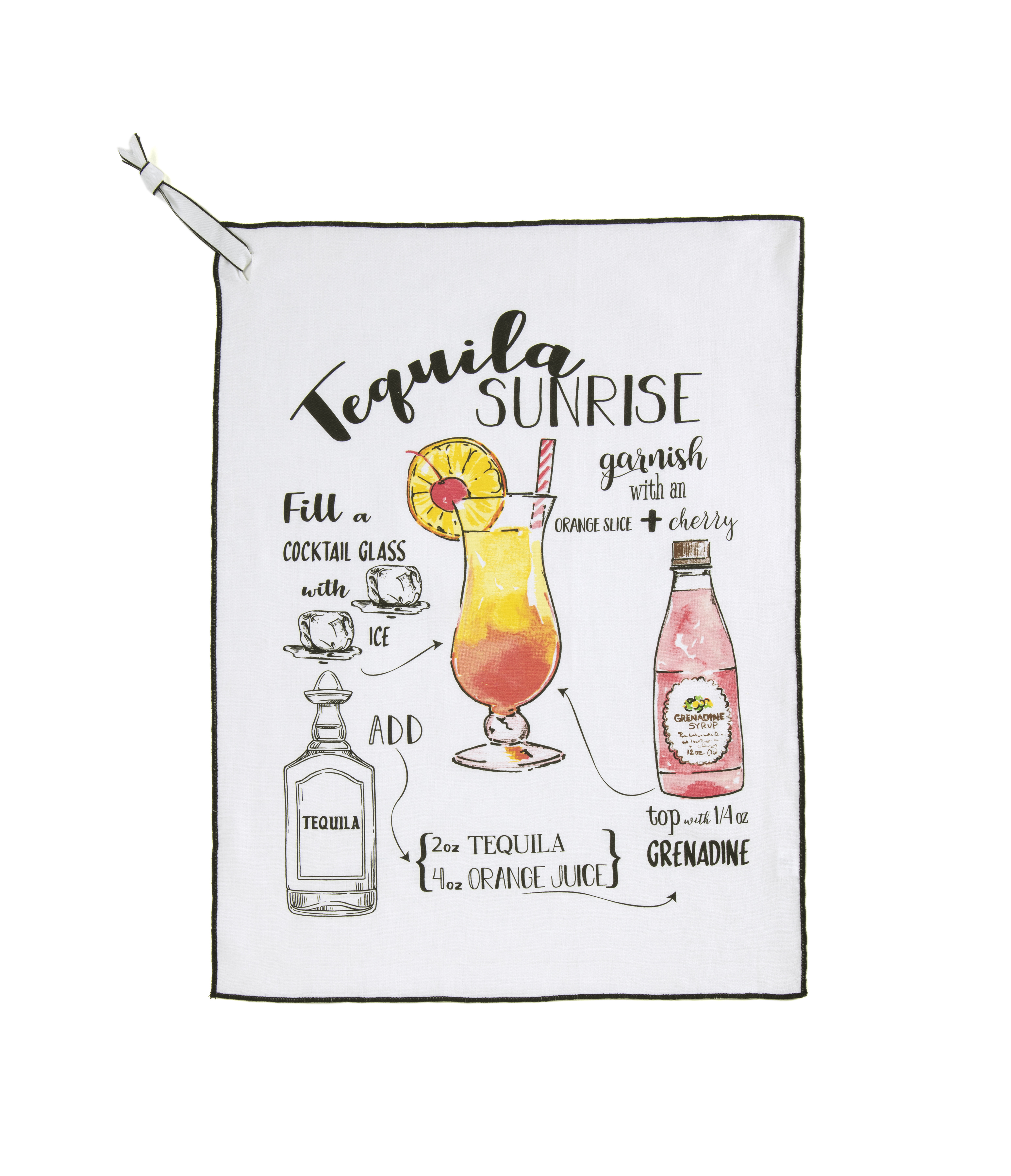 Picture of TEQUILA SUNRISE TEA TOWEL,WHI