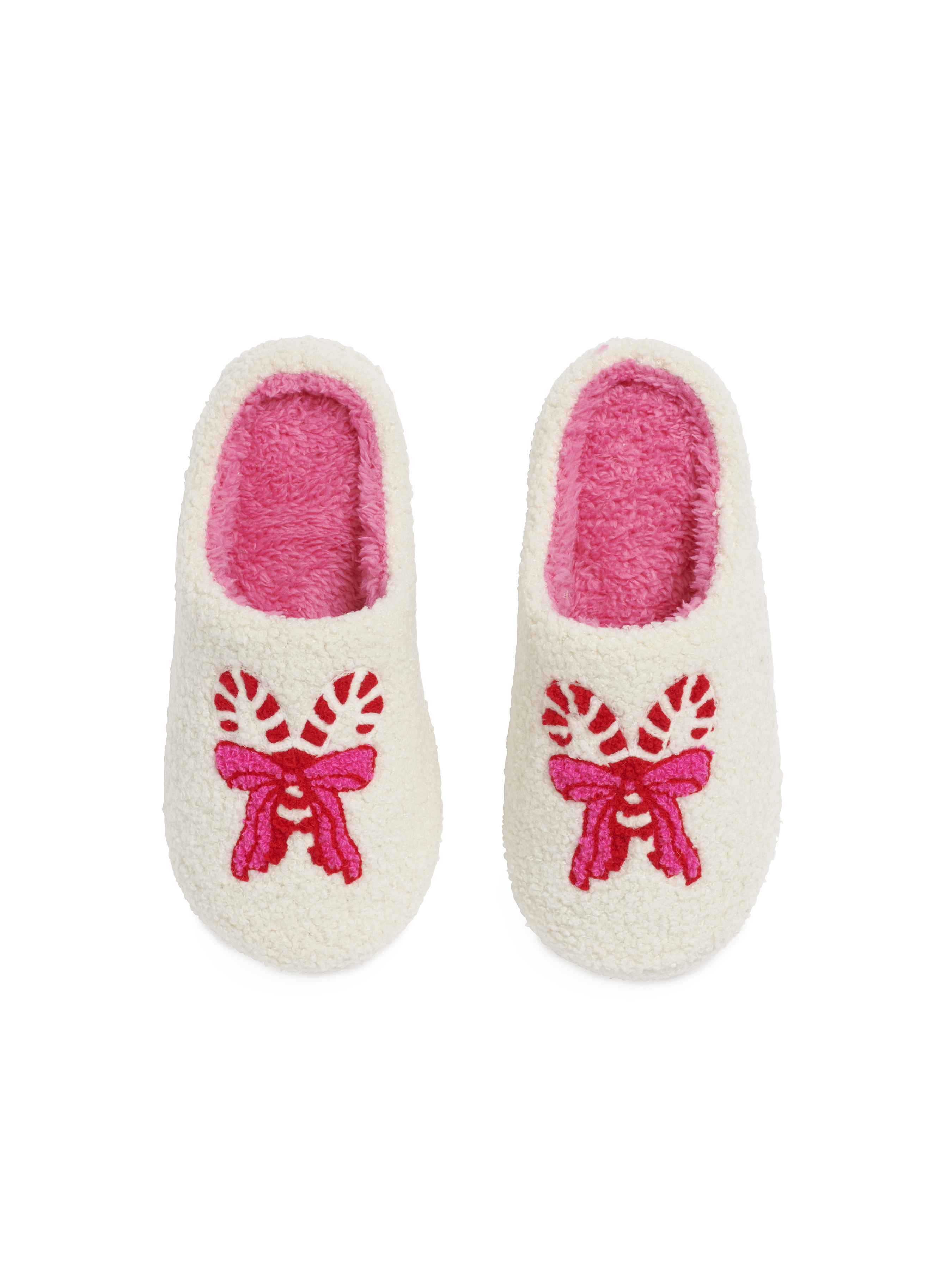 Picture of ASSORTED SET OF 2 SIZES CANDY CANE SLIPPERS, IVORY