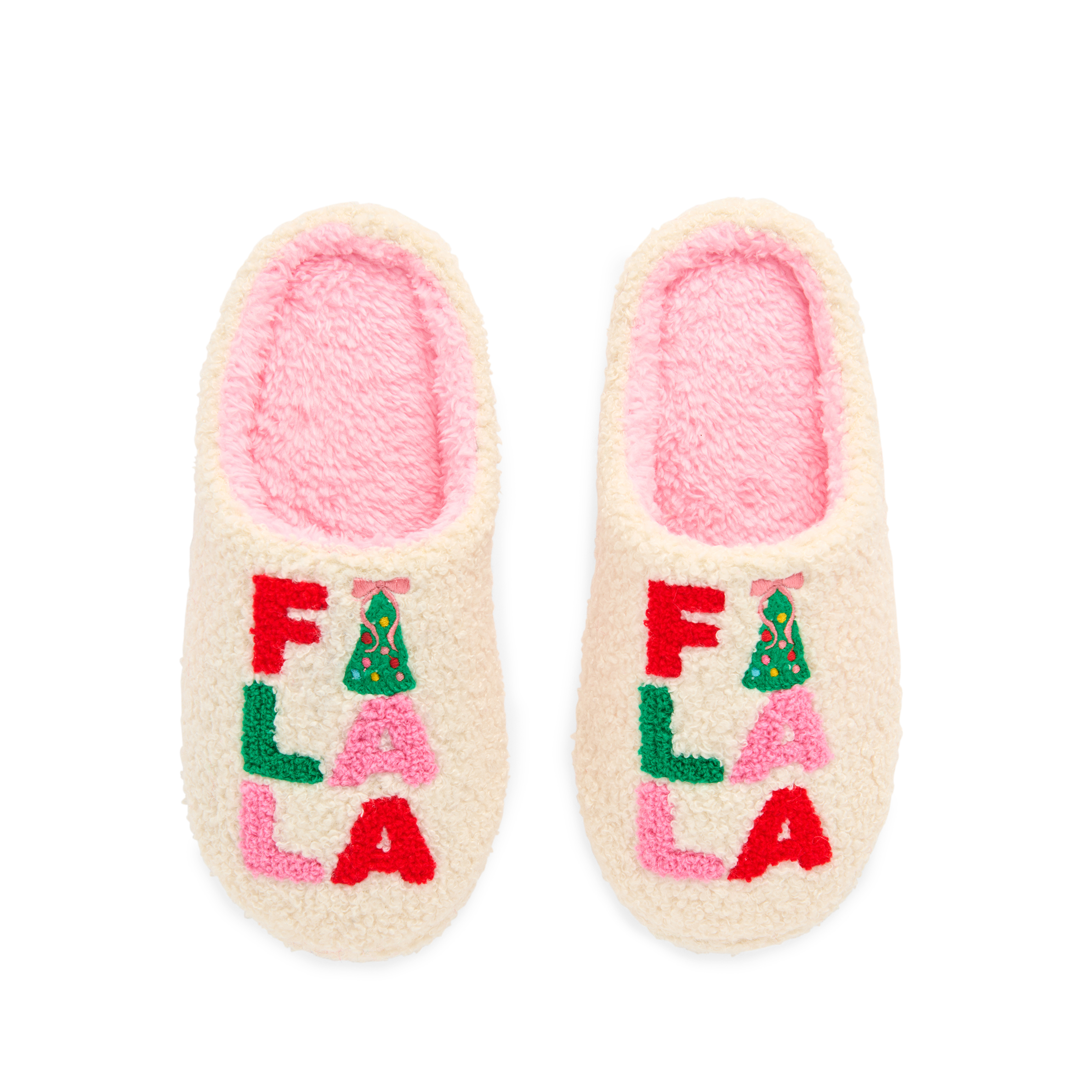 Picture of L/XL "FA LA LA" SLIPPERS,IVORY