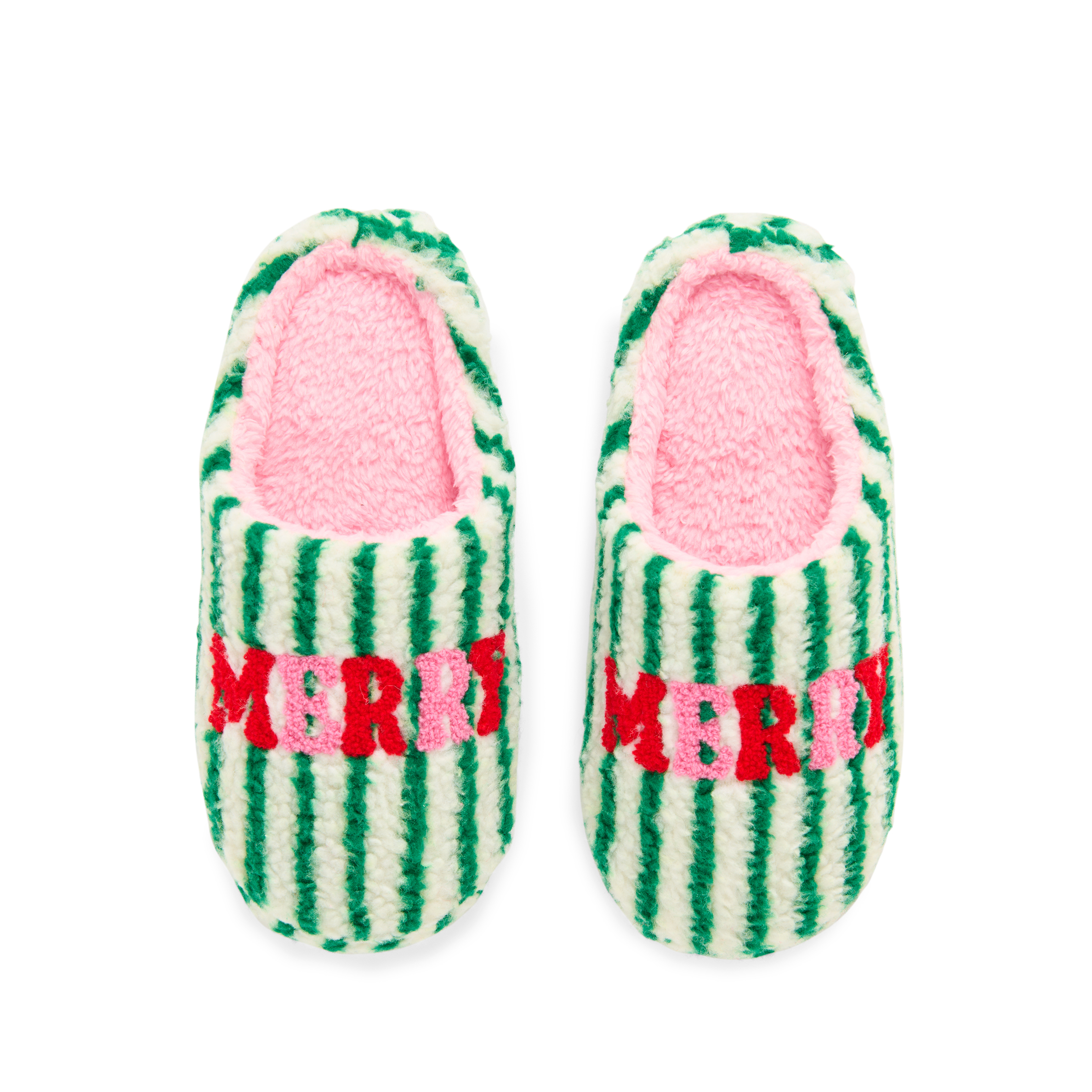 Picture of ASST/2 SIZES "MERRY" STRIPED SLIPPERS,GREEN