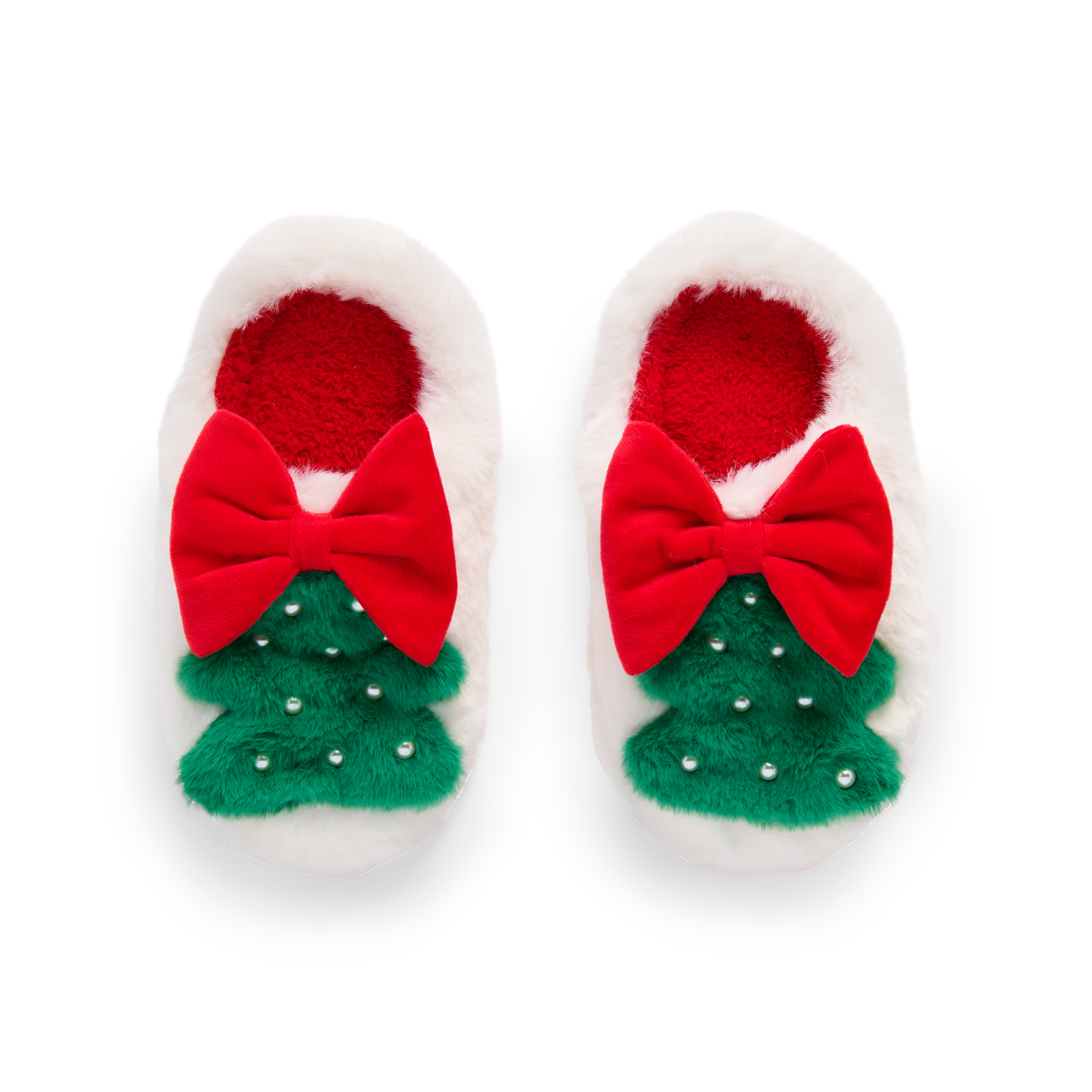 Picture of ASST/2 SIZES CHRISTMAS TREE SLIPPERS,WHITE