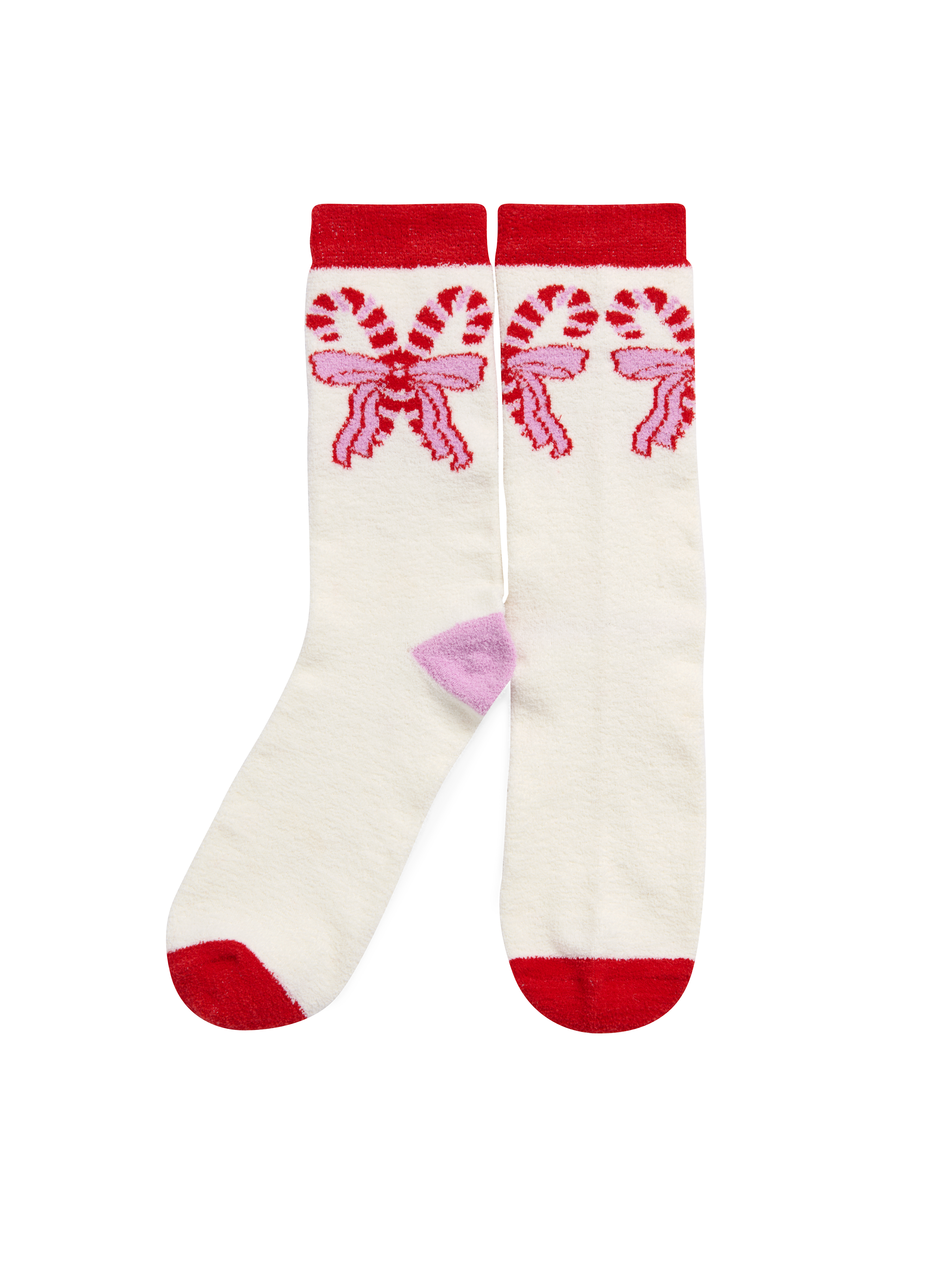 Picture of CANDY CANE BOW SOCKS,IVORY