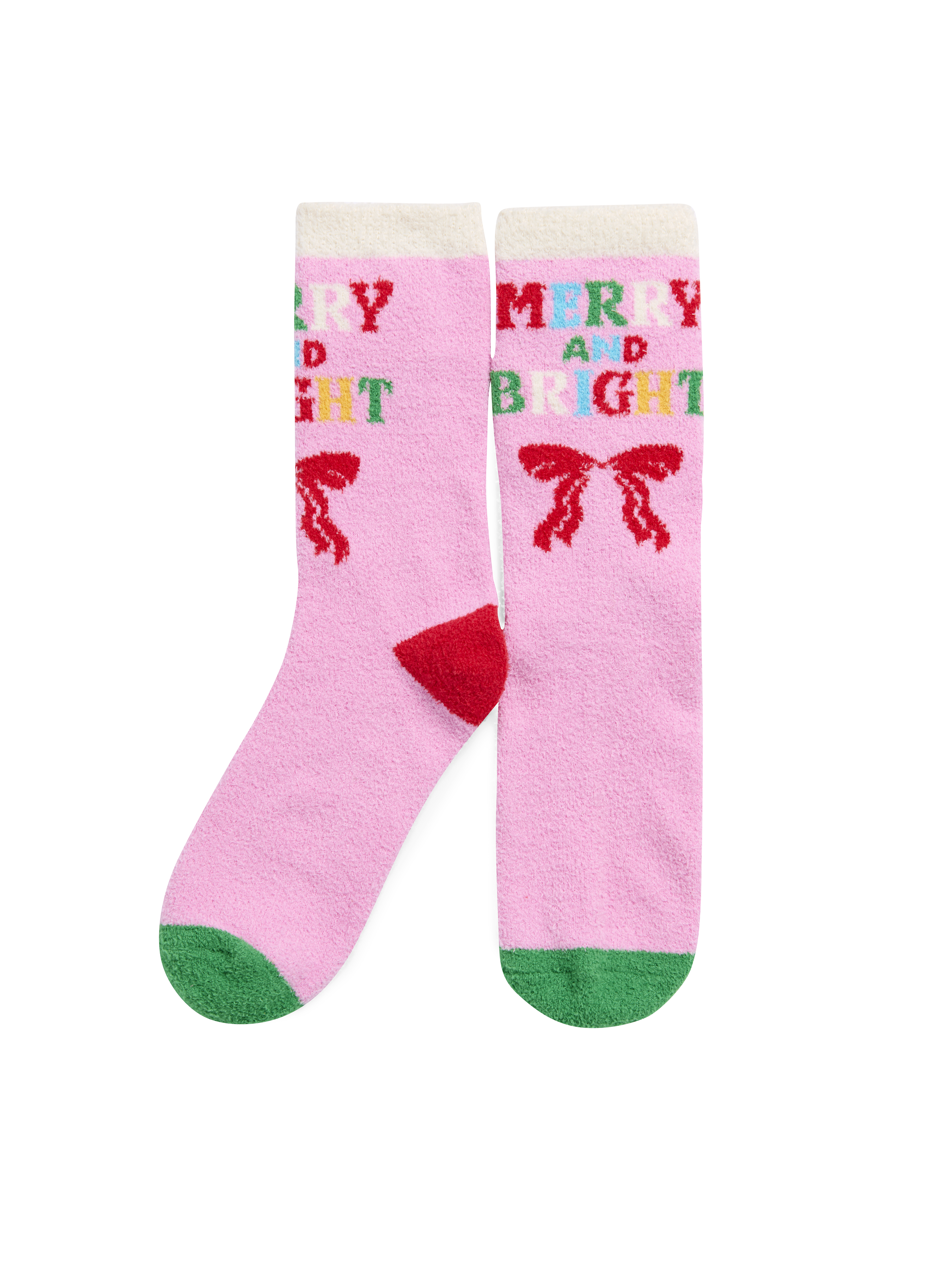 Picture of "MERRY & BRIGHT" SOCKS,PINK
