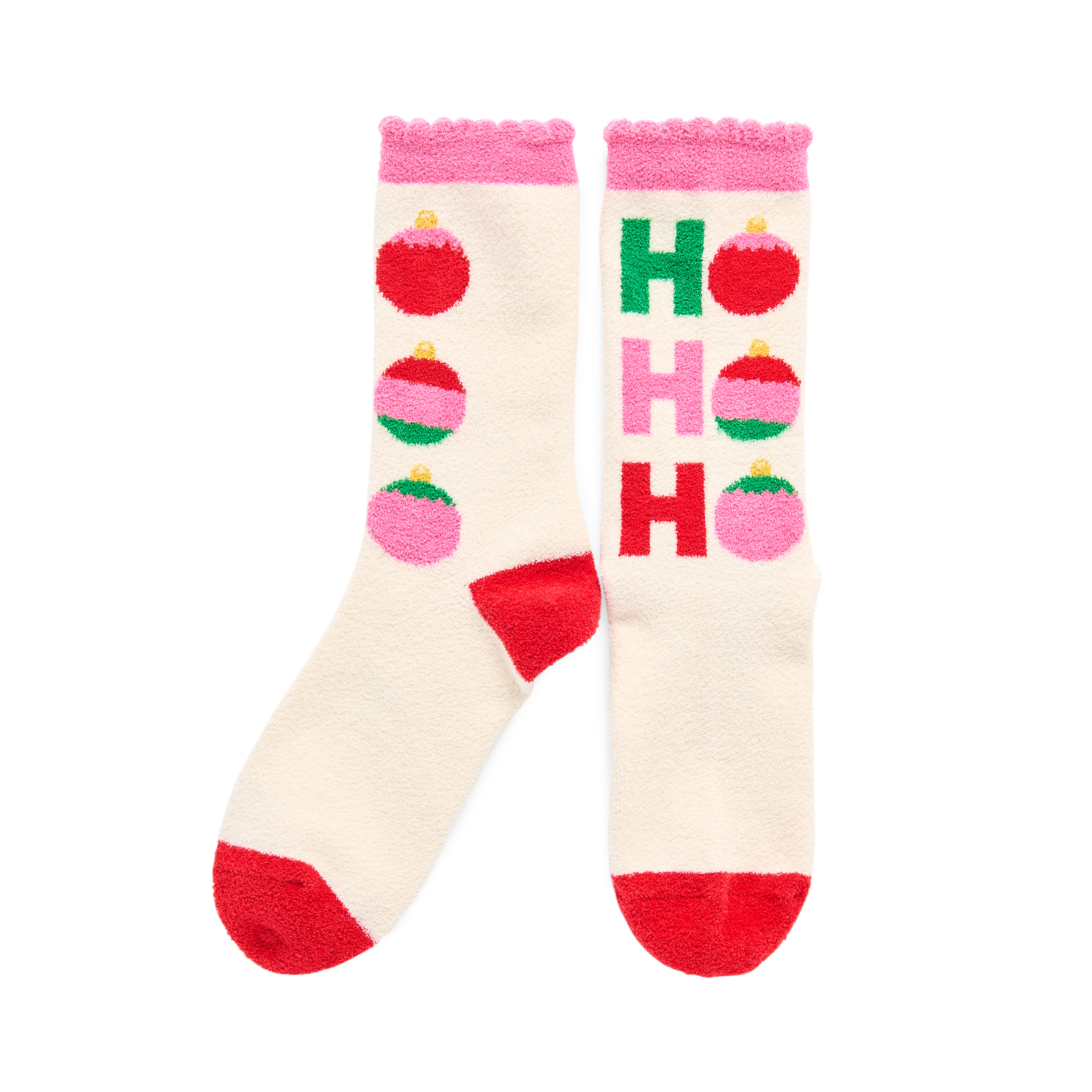 Picture of HO HO HO ORNAMENTS SOCKS,IVORY