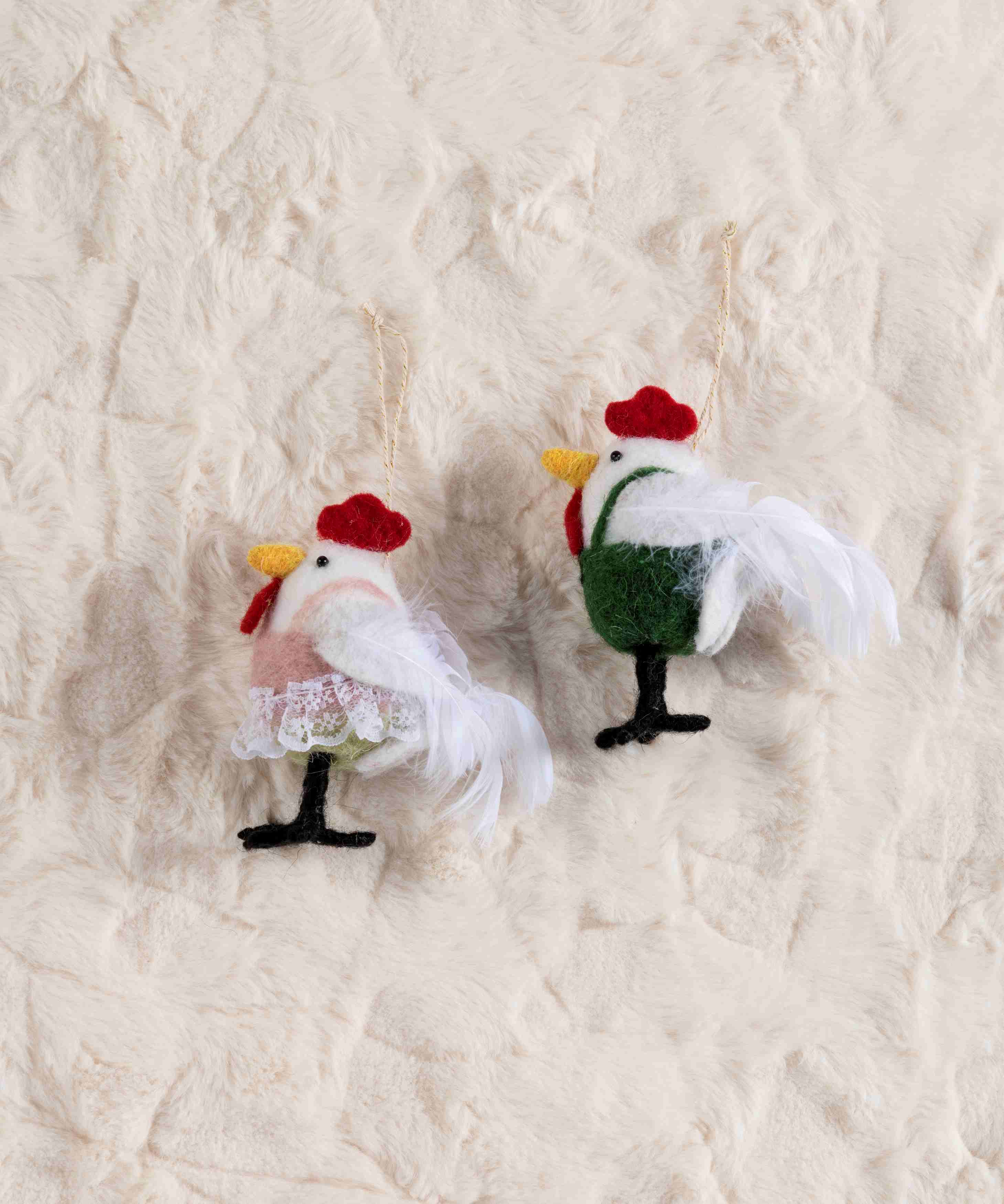 Picture of SET/ 2 ROOSTER AND HEN ORNAME