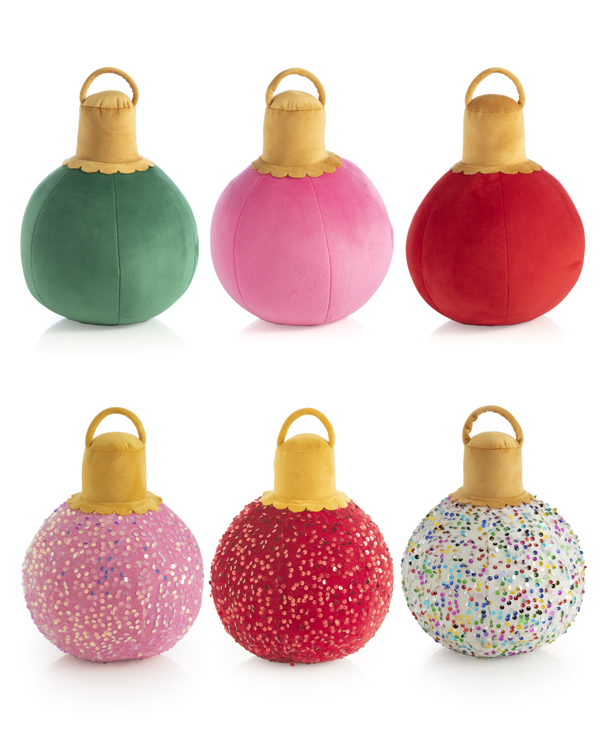 Picture of ASST SET/6 MERRY BAUBLE SMALL PILLOWS, MULTI