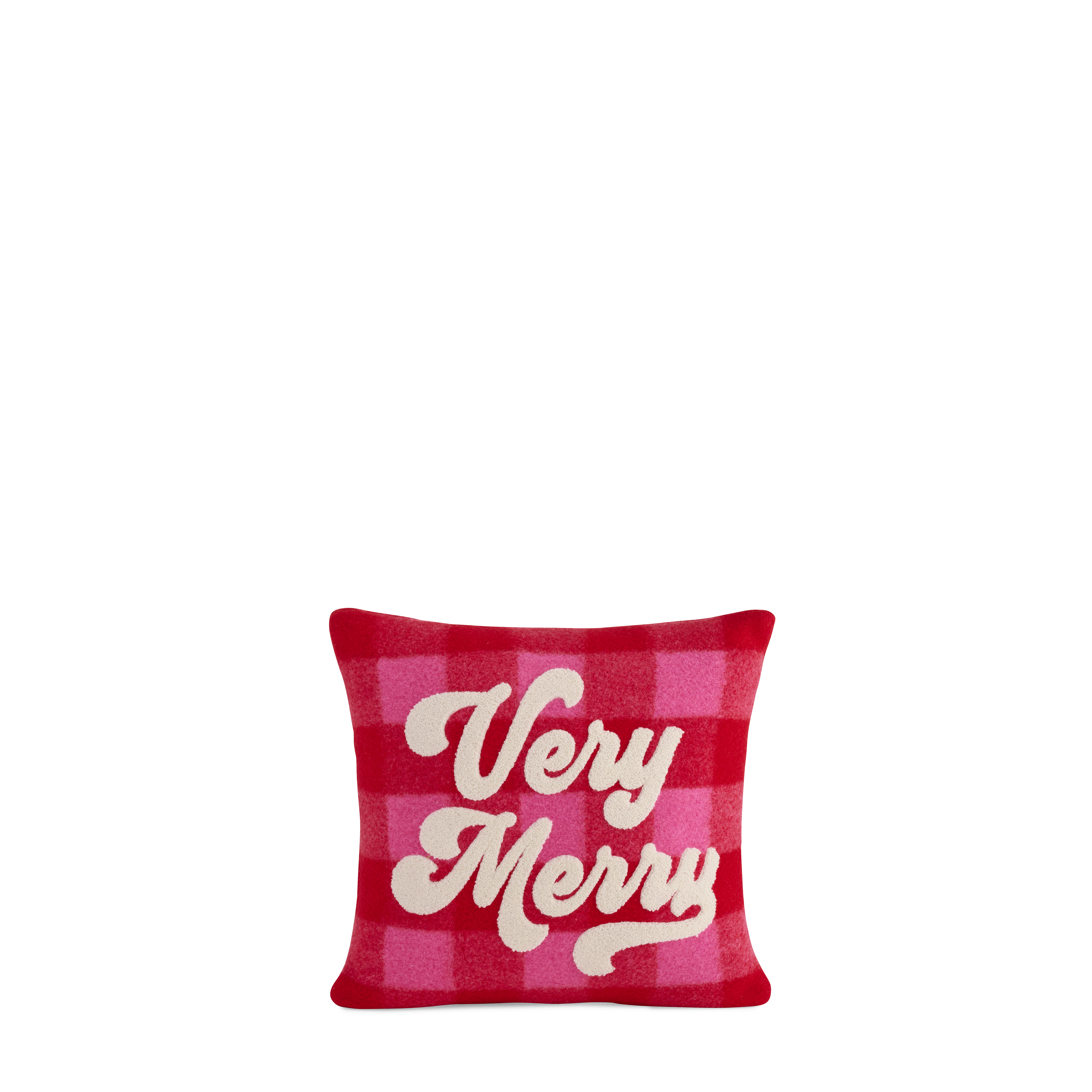 Picture of "VERY MERRY" PLAID PILLOW, RED