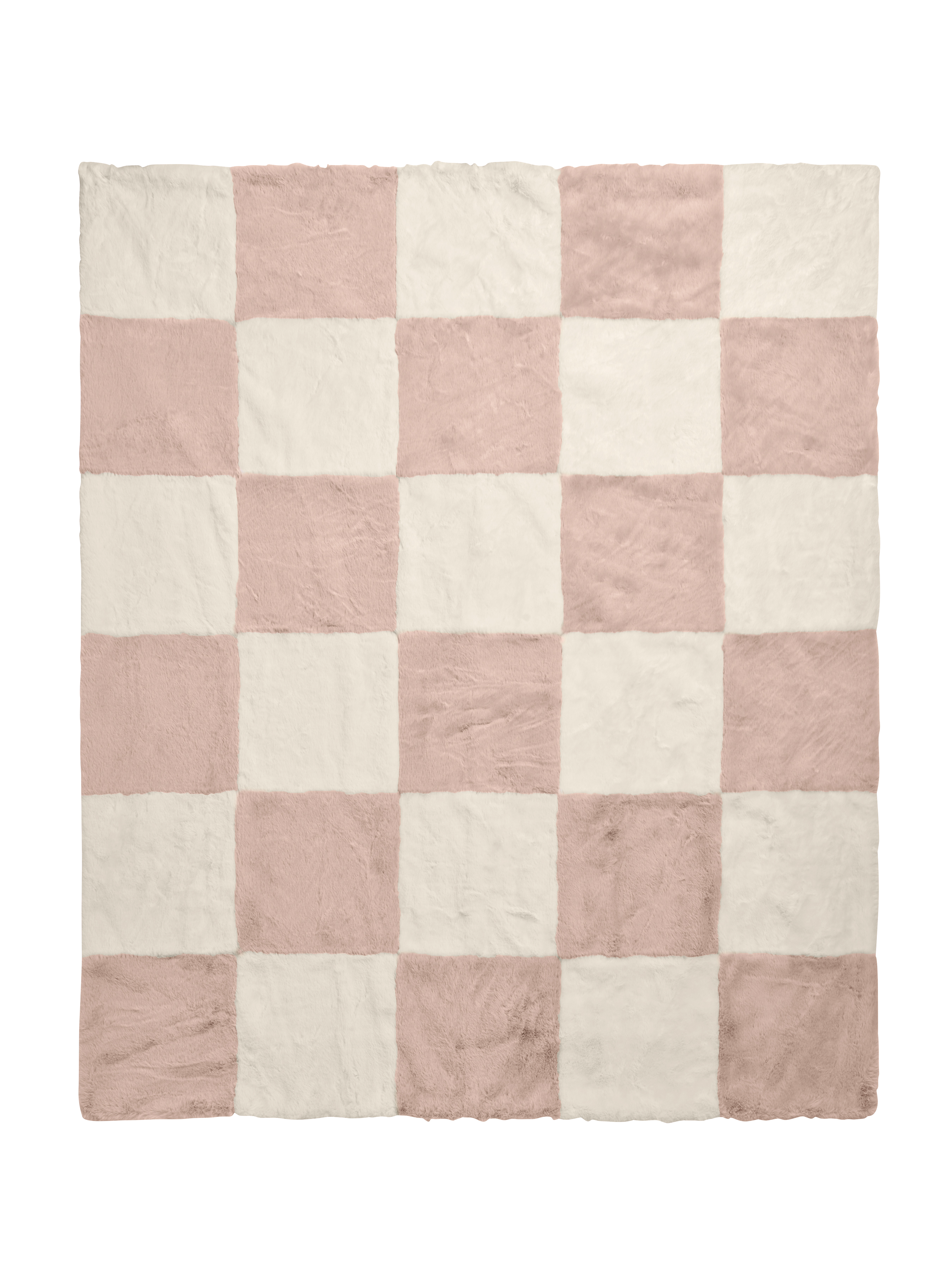 Picture of CHECK FAUX FUR THROW, CREAM