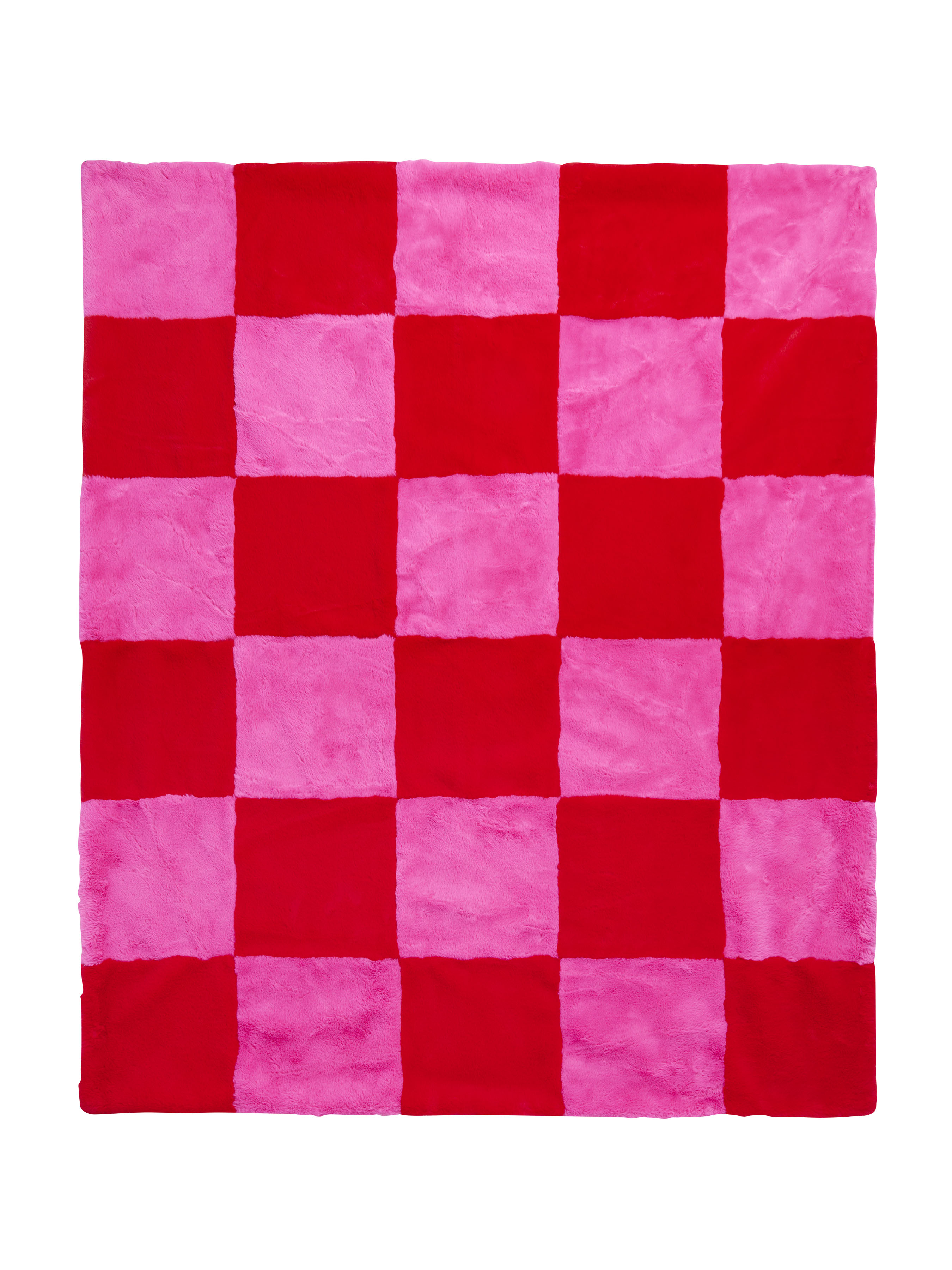 Picture of CHECK FAUX FUR THROW, FLAME