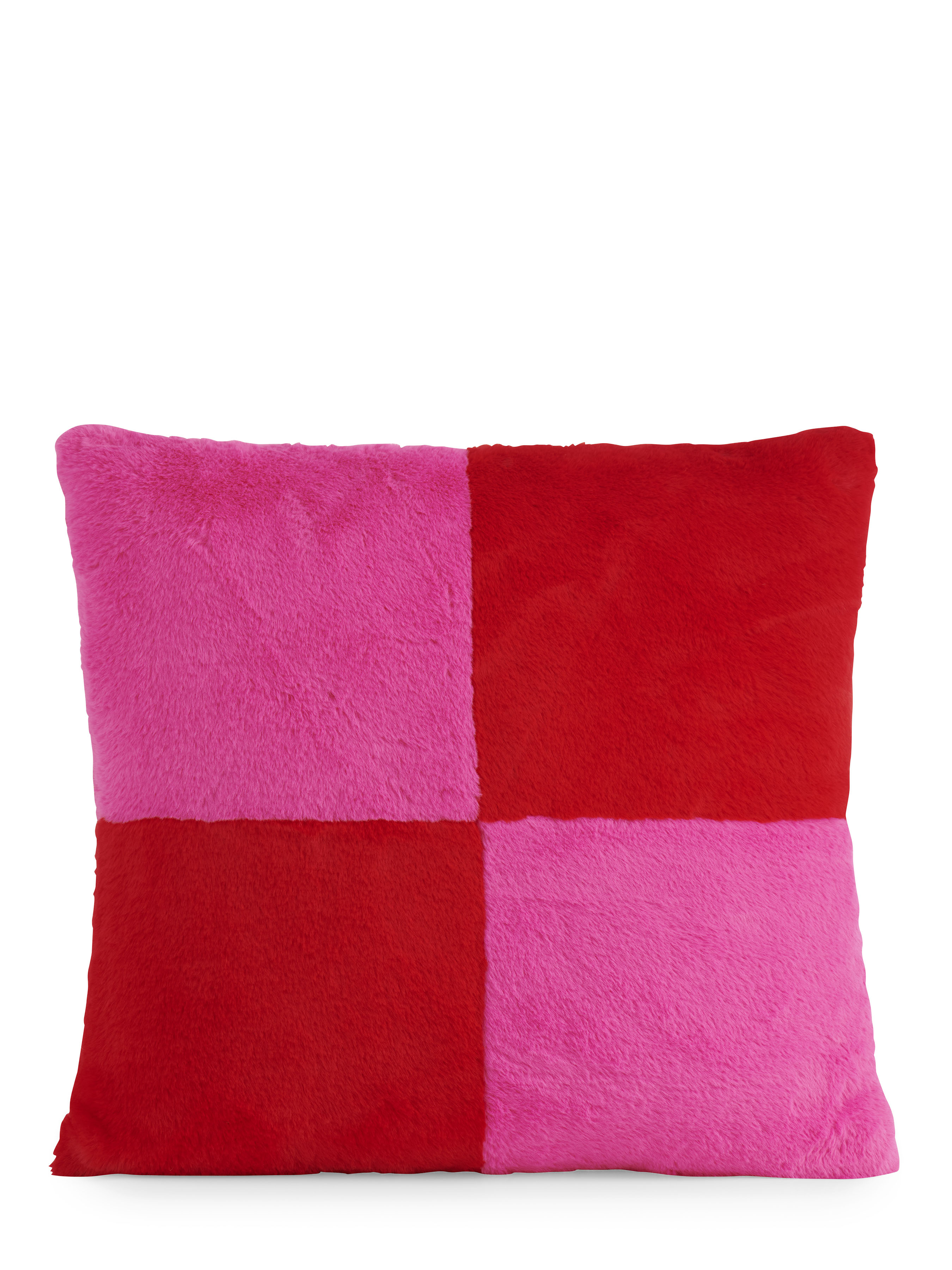 Picture of CHECK FAUX FUR PILLOW, FLAME