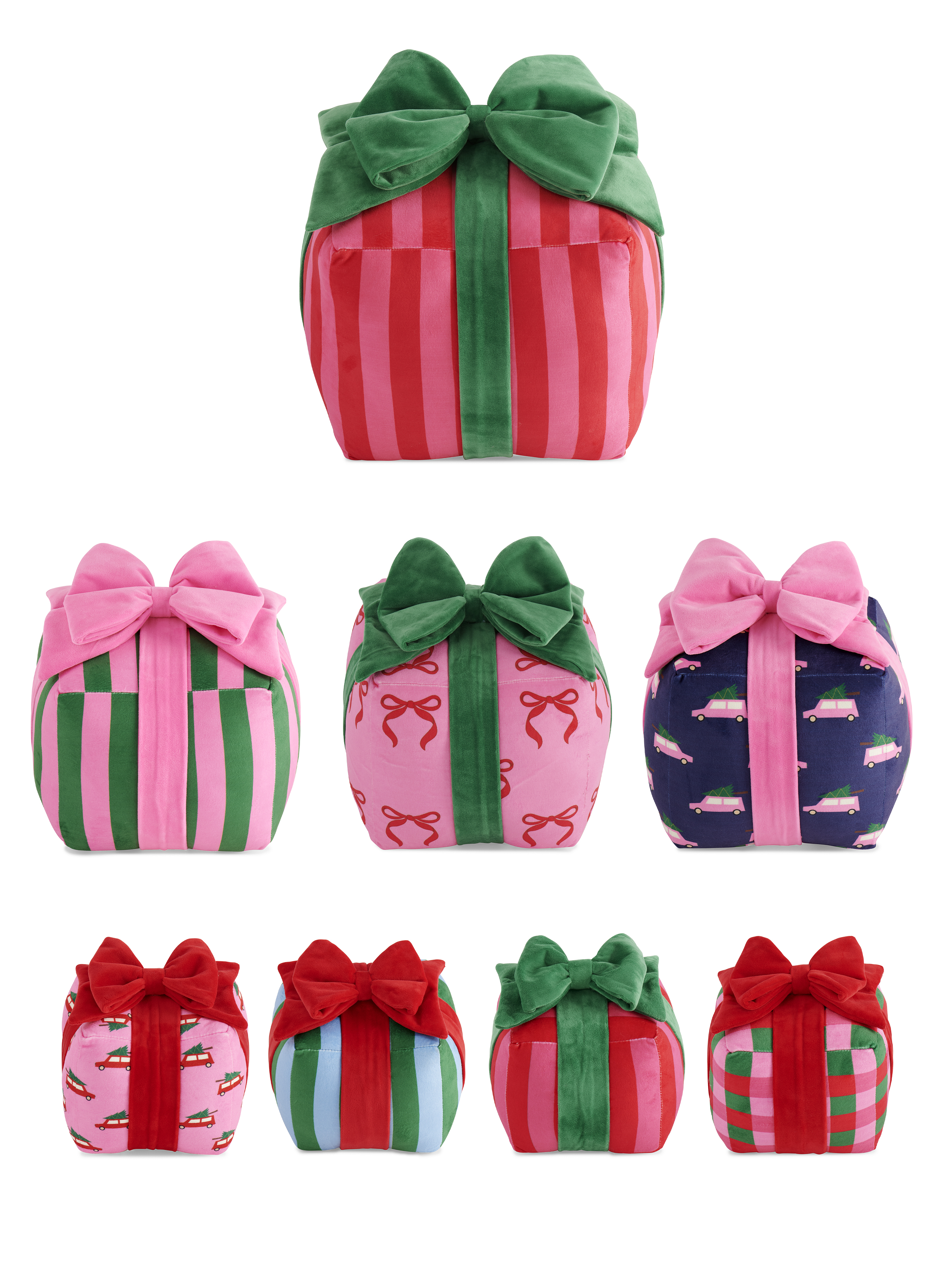 Picture of ASST/8 PATTERNS GIFT BOX PILLOWS,MULTI