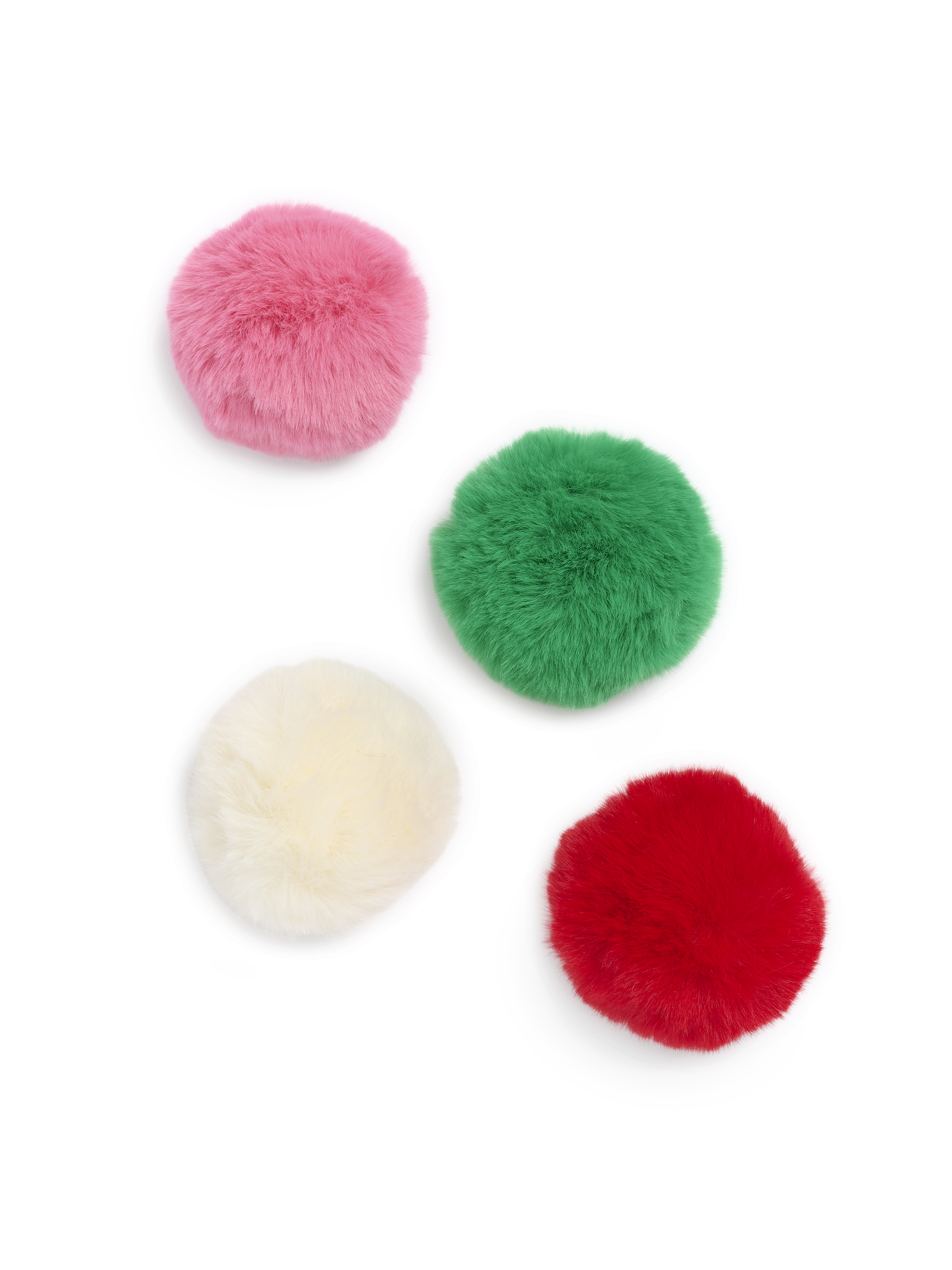 Picture of ASSORTED SET OF 4 FAUX FUR POM ORNAMENTS, MULTI