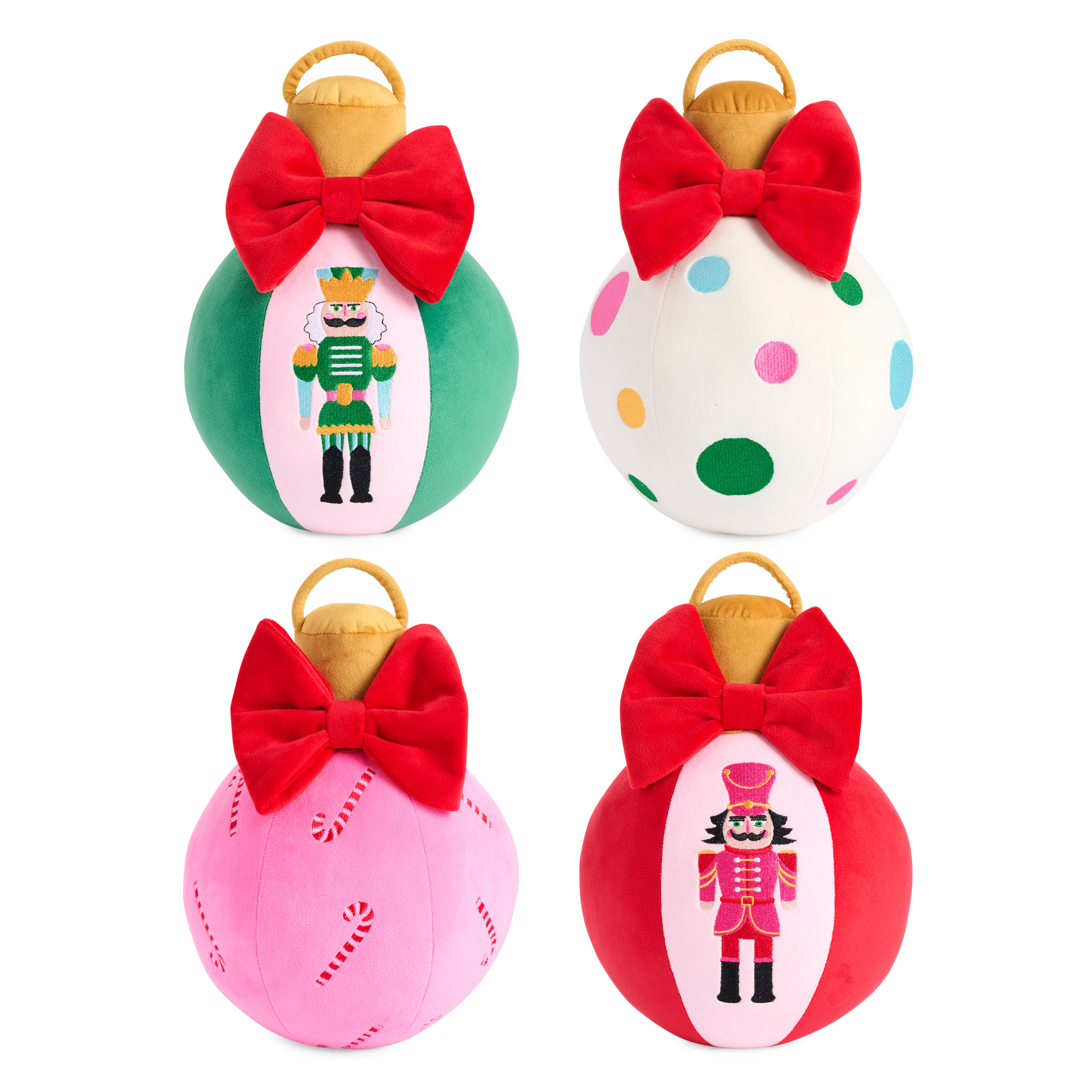 Picture of ASST/4 HOLIDAY SM BAUBLE PILLOWS,MULTI