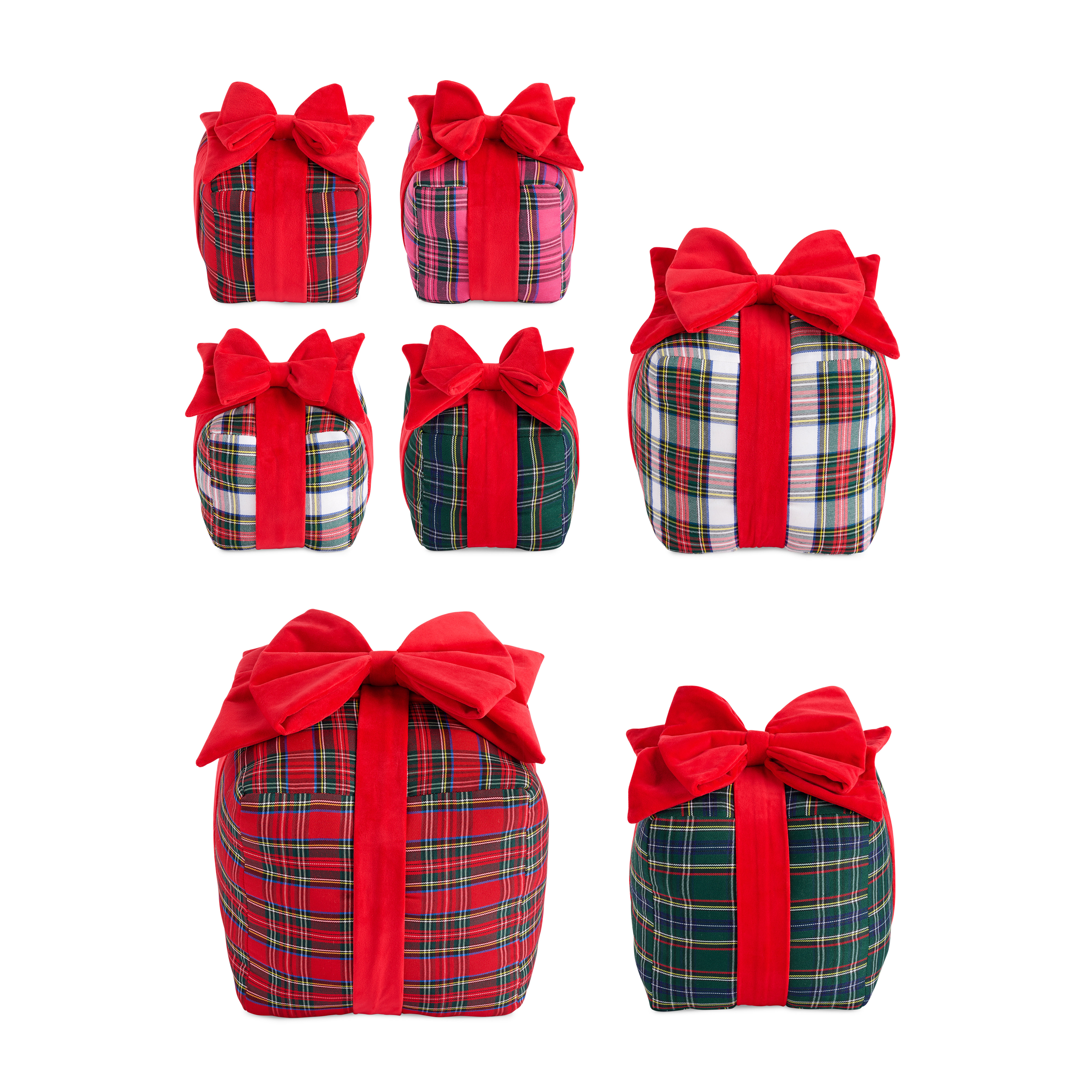 Picture of ASST/7 SIZES SCOTTIE GIFT BOX PILLOWS,MULTI