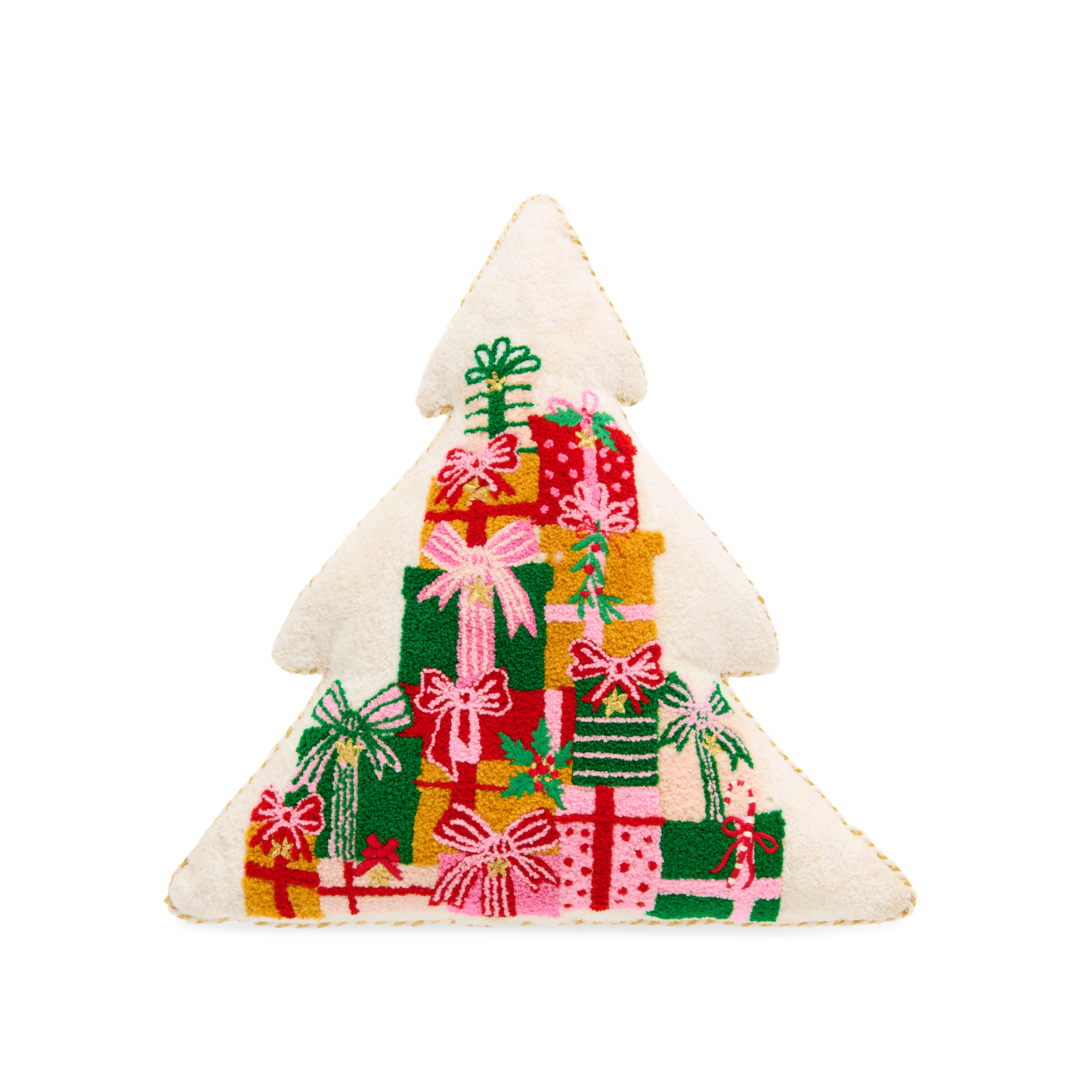 Picture of MERRY GIFTS TREE SHAPED PILLOW,IVORY