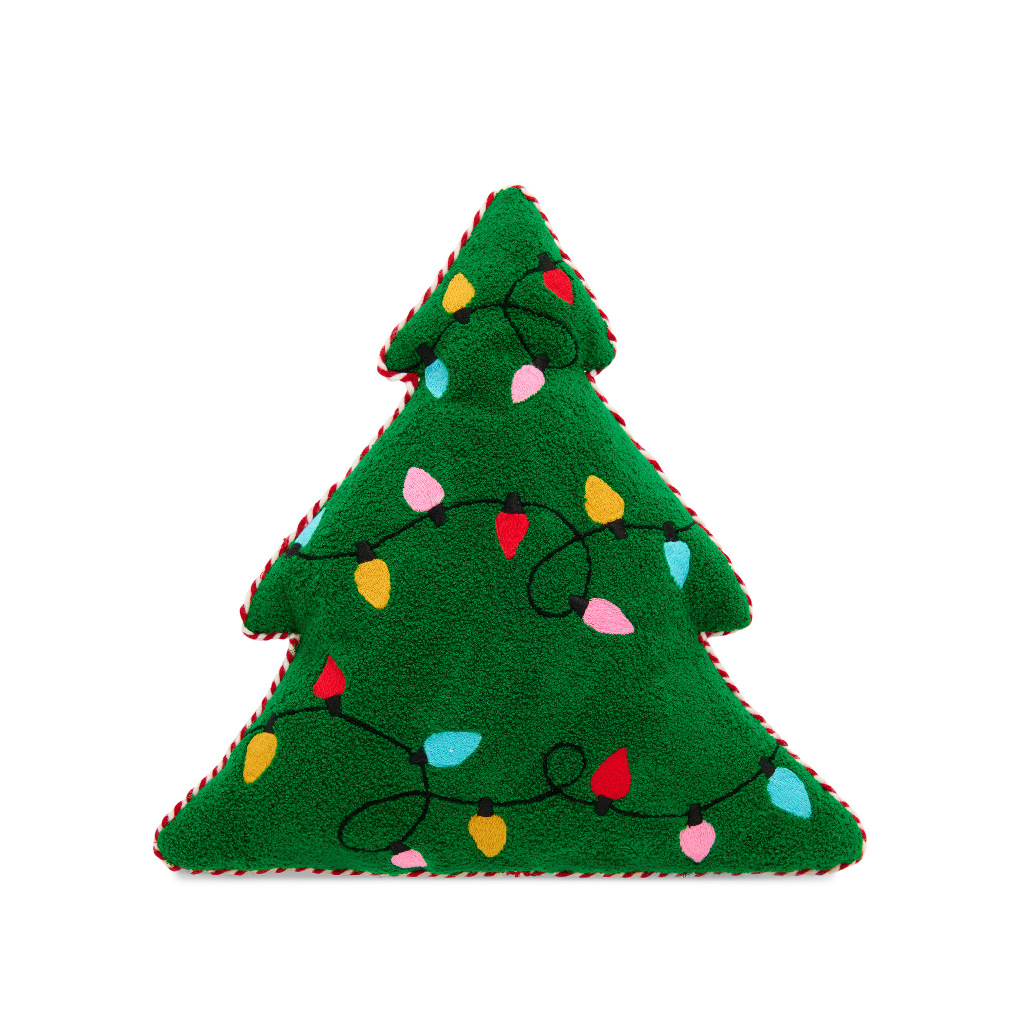 Picture of MERRY LIGHTS TREE SHAPED PILLOW,GREEN