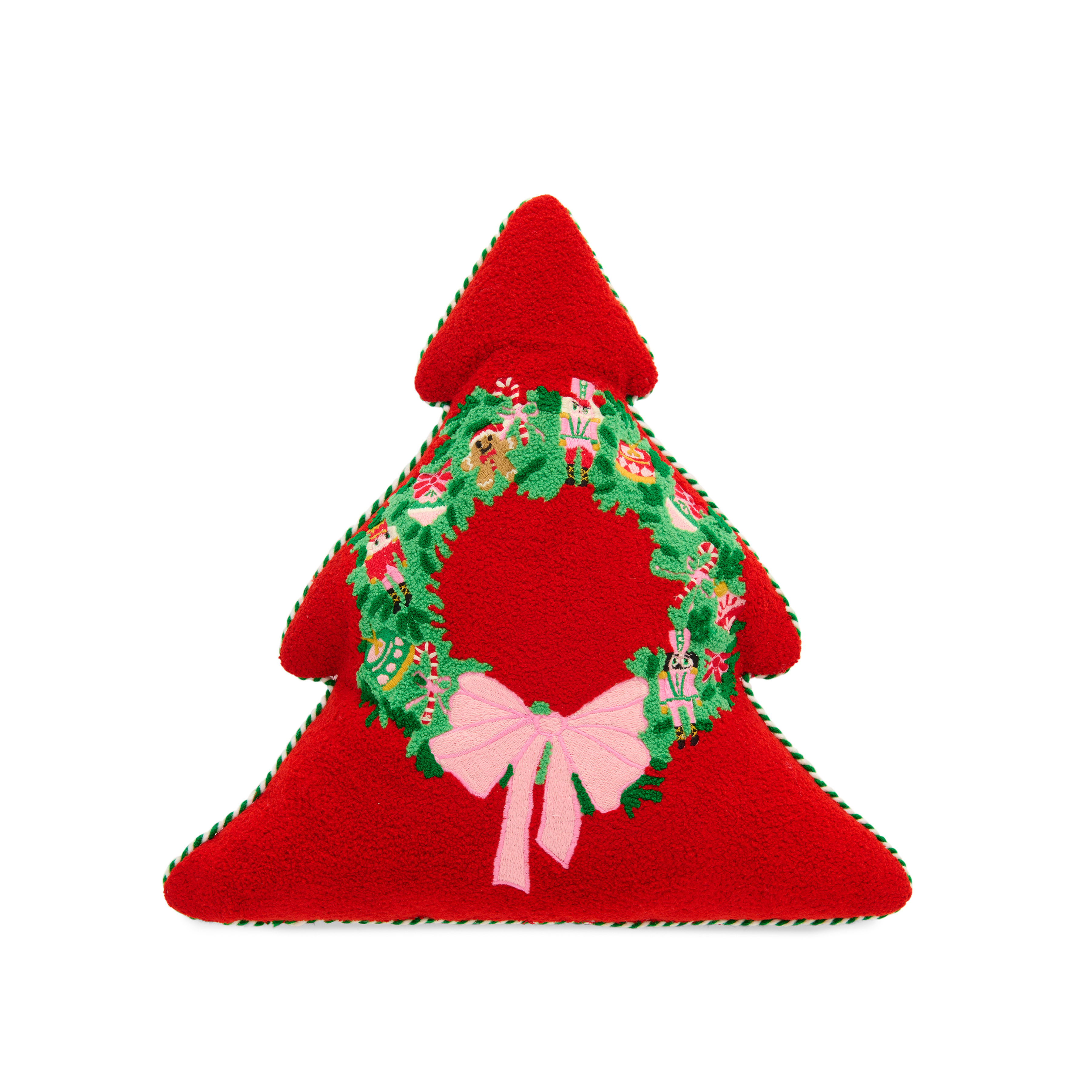 Picture of MERRY WREATH TREE SHAPED PILLOW,RED