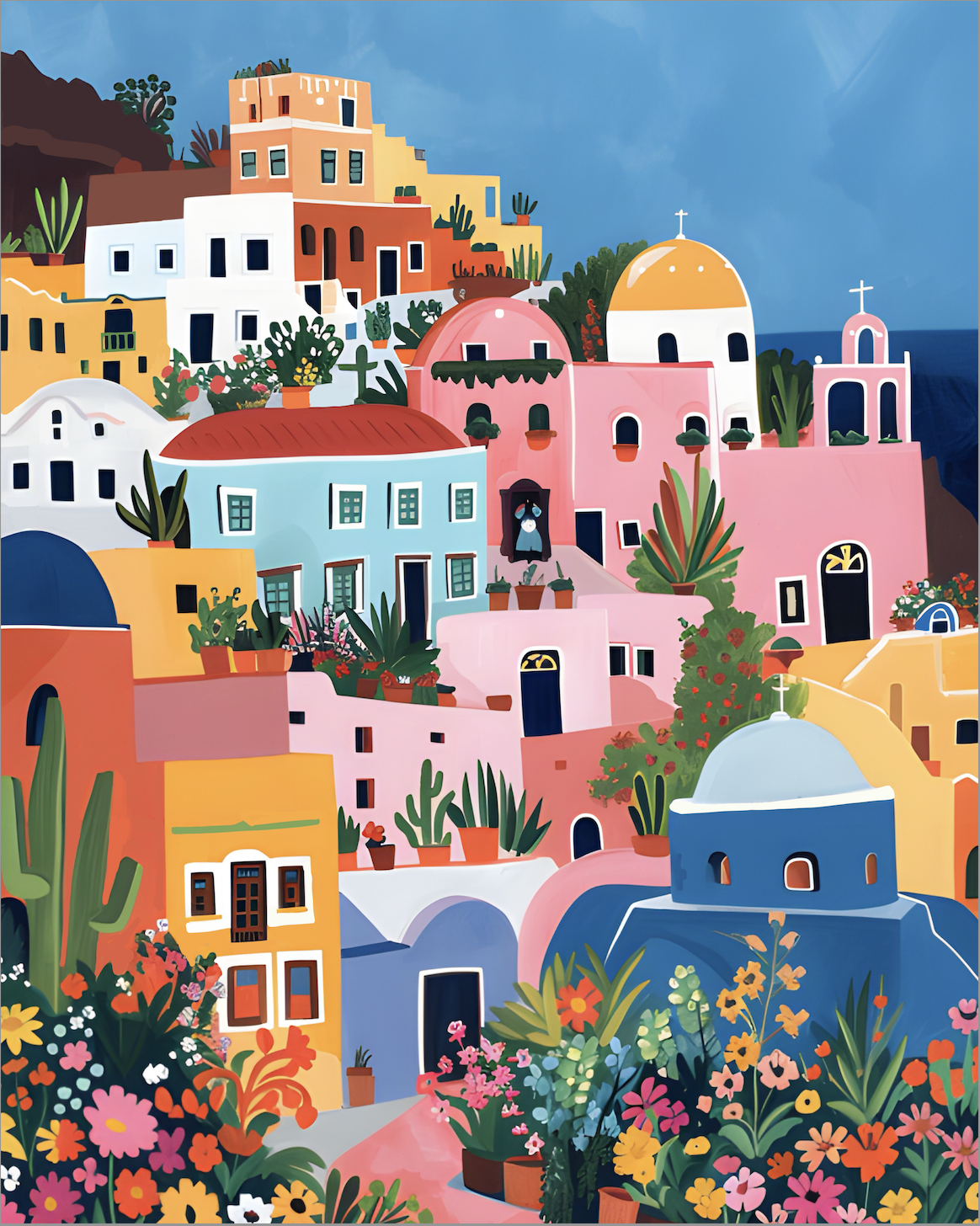 Picture of Flower Market-Santorini