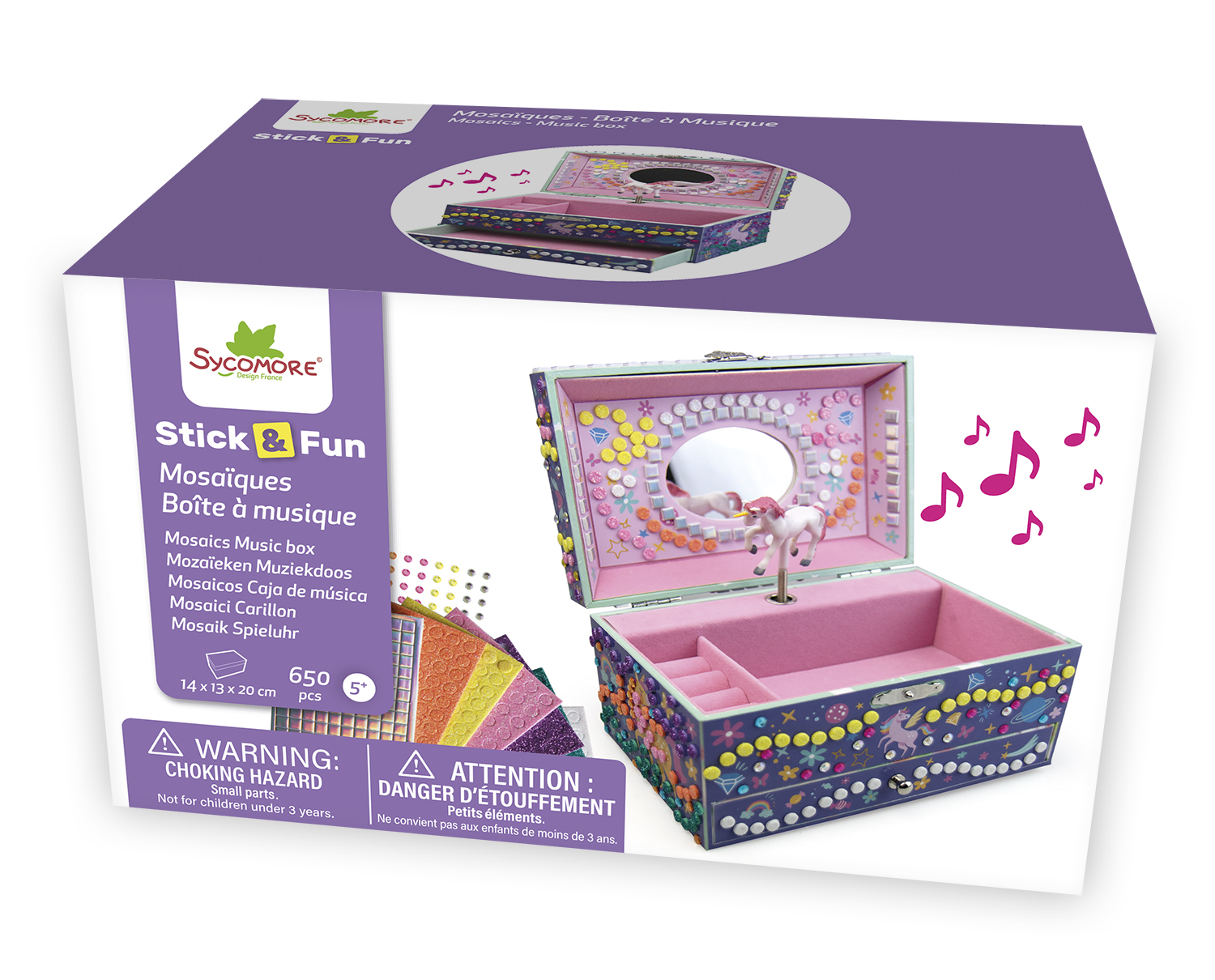Picture of Stick'N Fun - 3D Mosaics Music Box Unicorn - 5y+