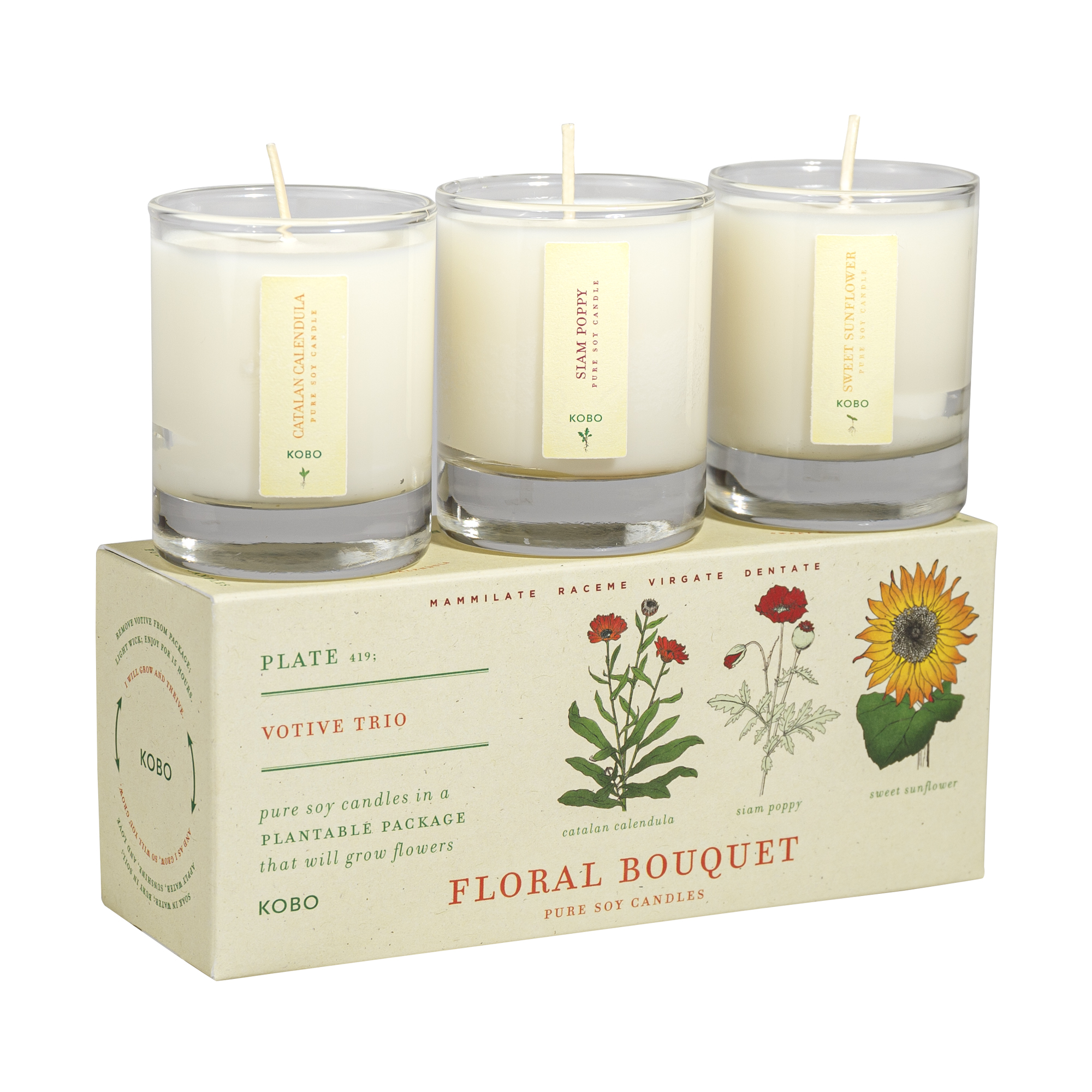 Picture of Floral Bouquet - Plant the Box Votive Candle Trio