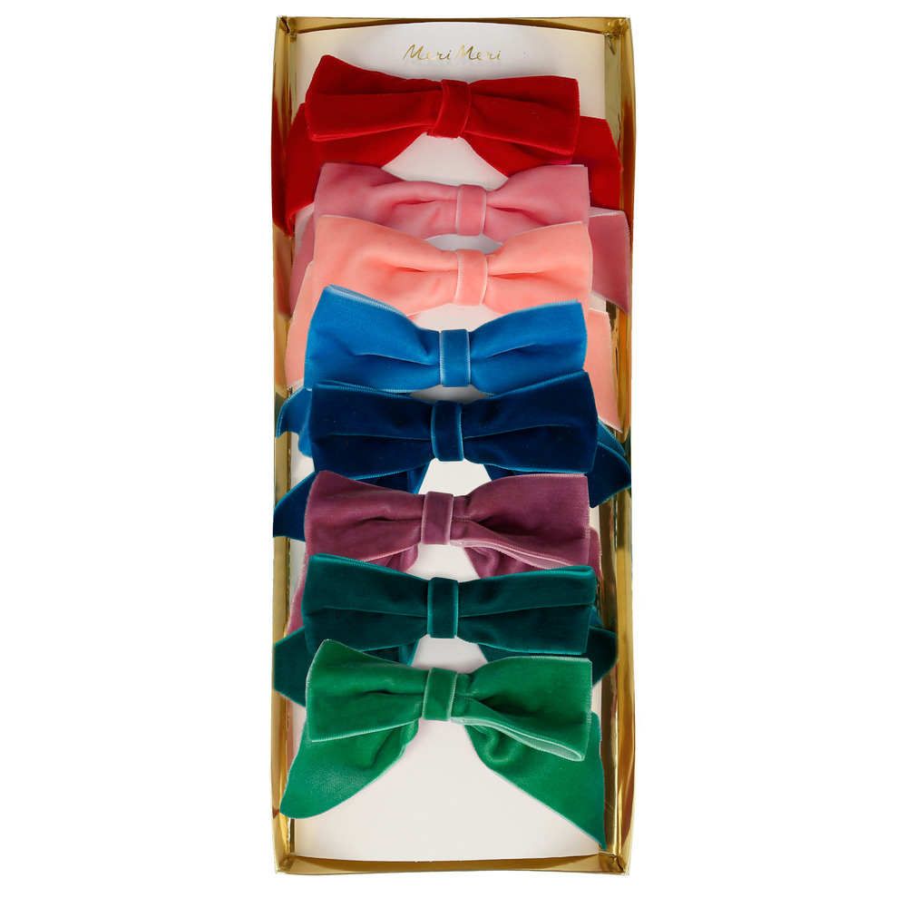 Picture of Radiant Velvet Bow Hair Clips (x 8)